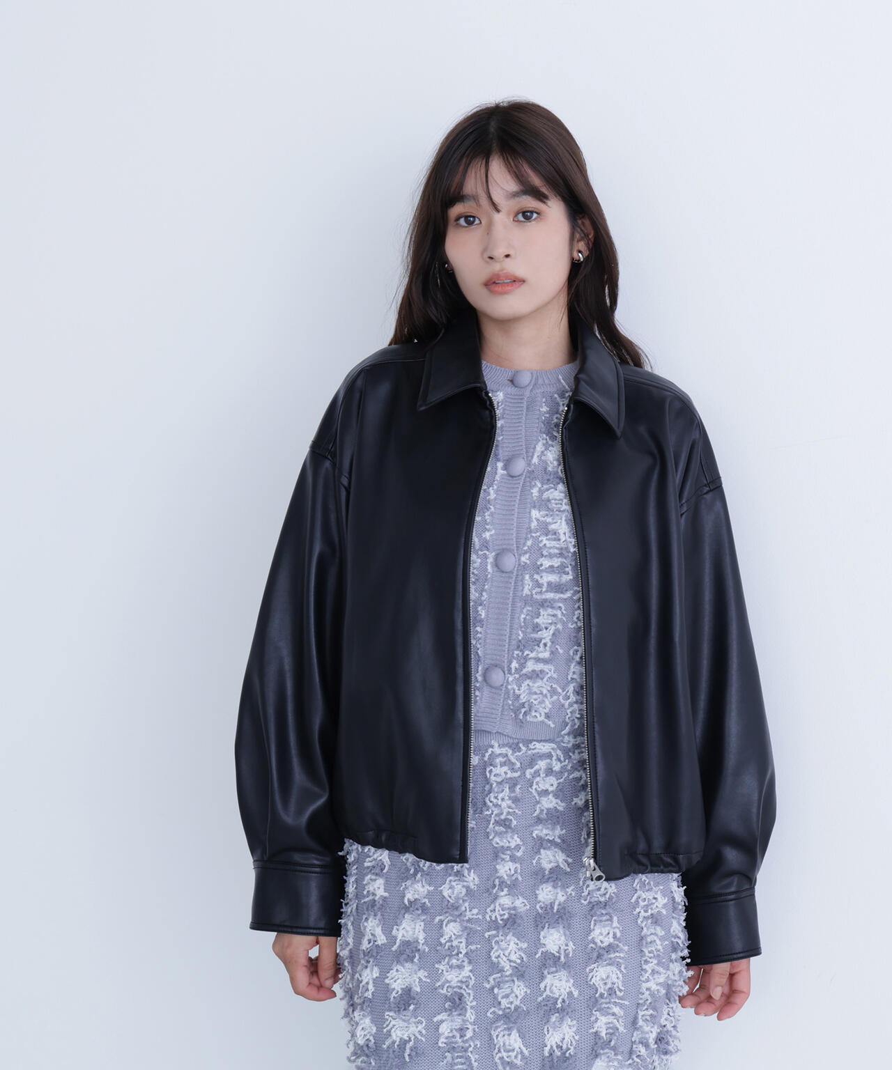 フェイクレザードロストブルゾン