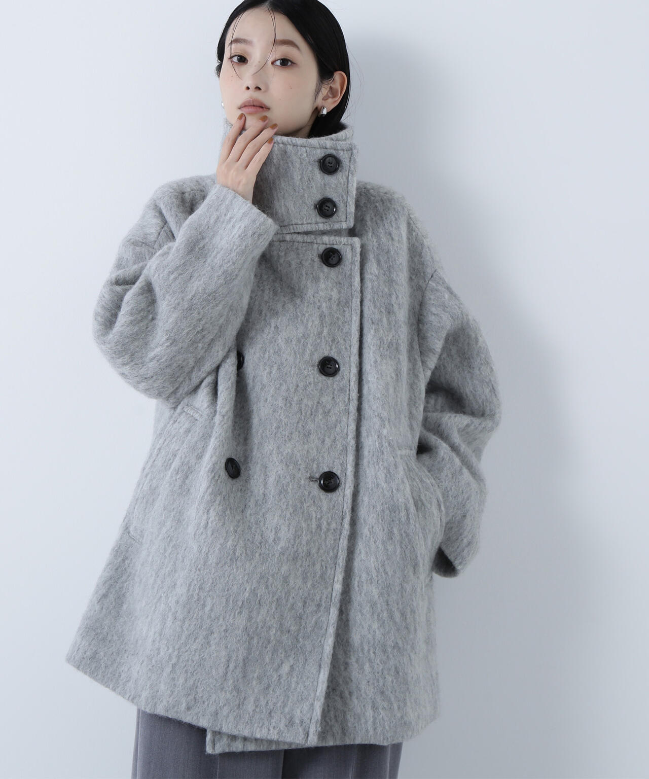 【Oggi掲載】スタンドネックシャギーミディコート