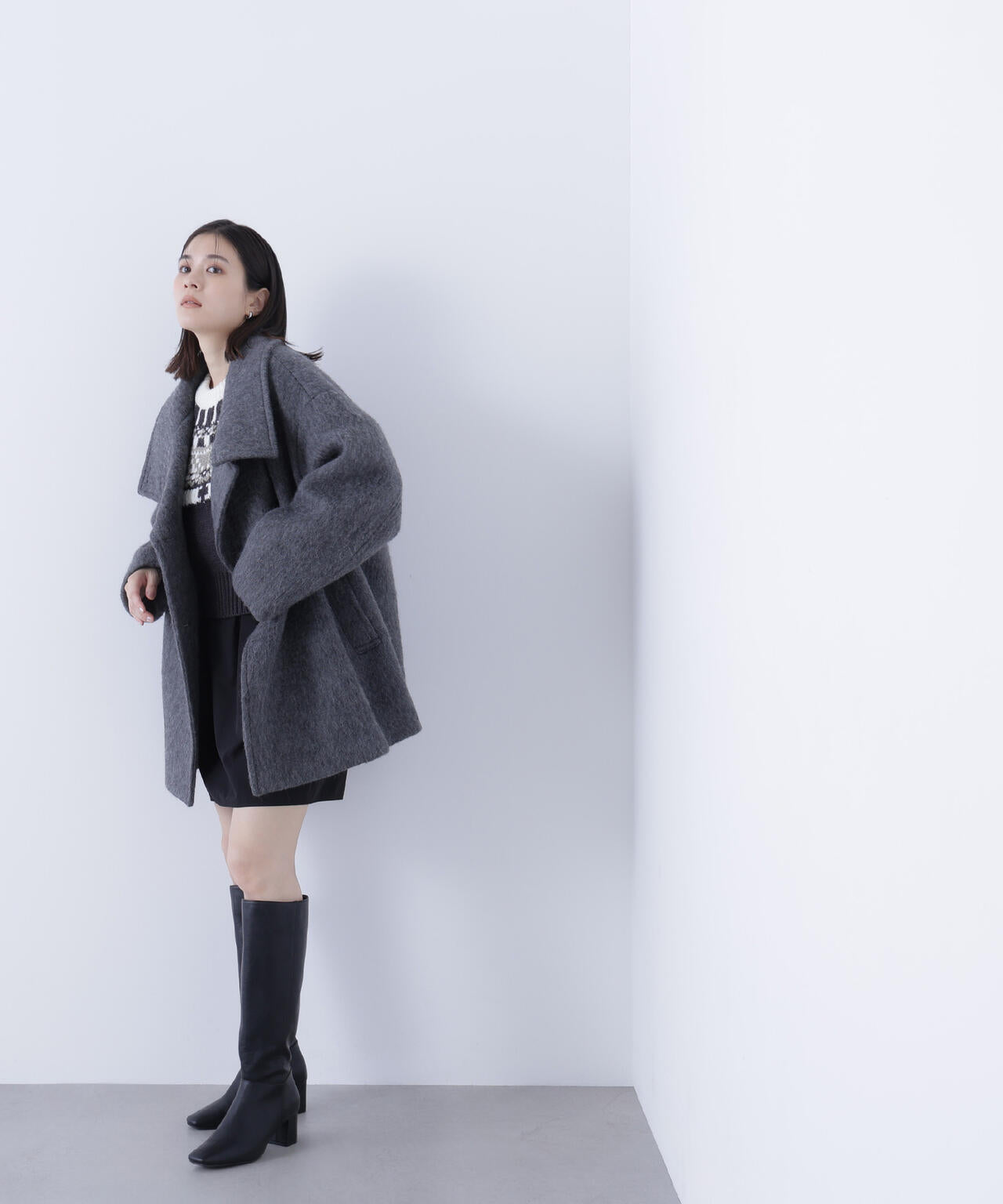 【Oggi掲載】スタンドネックシャギーミディコート