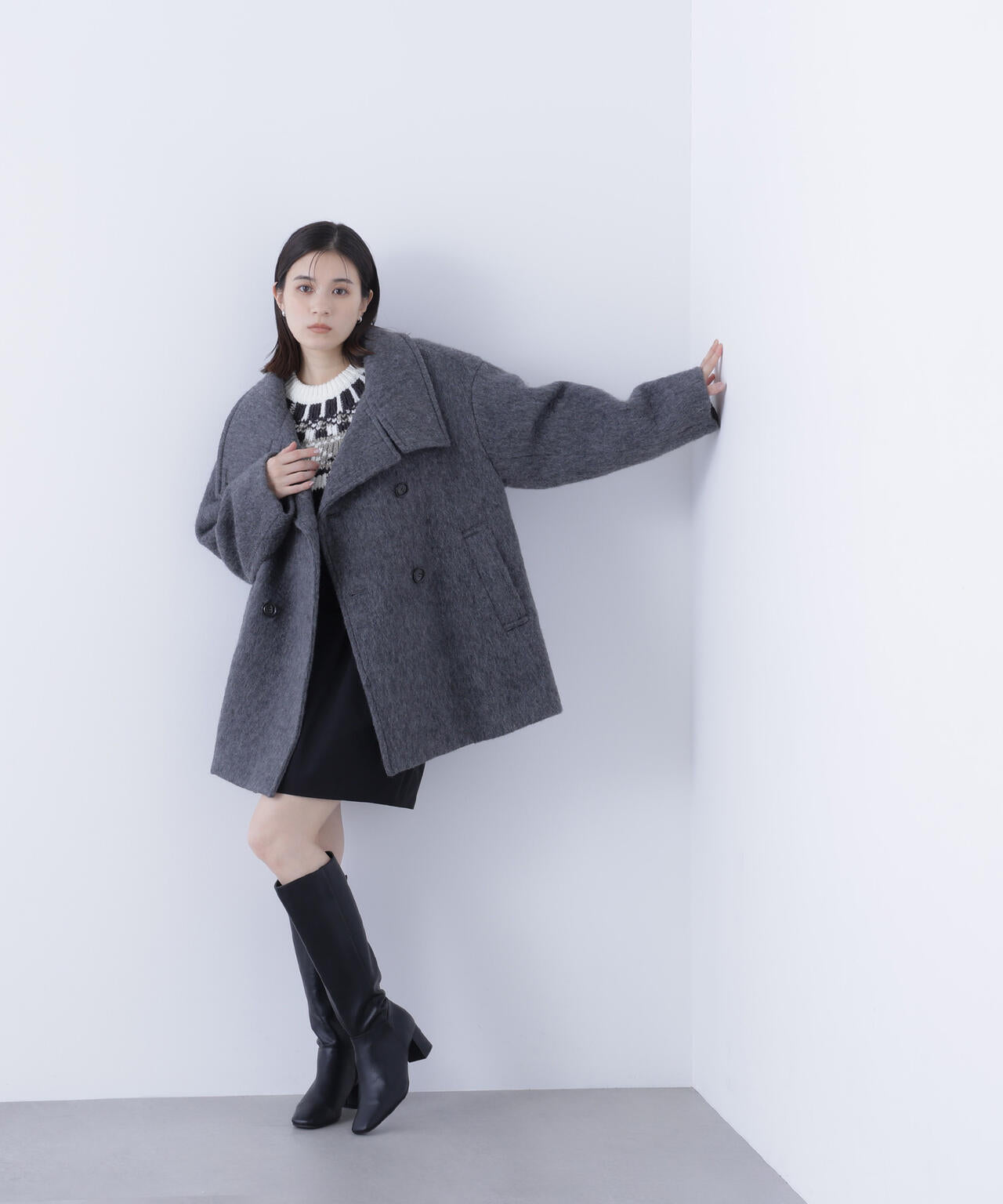 【Oggi掲載】スタンドネックシャギーミディコート