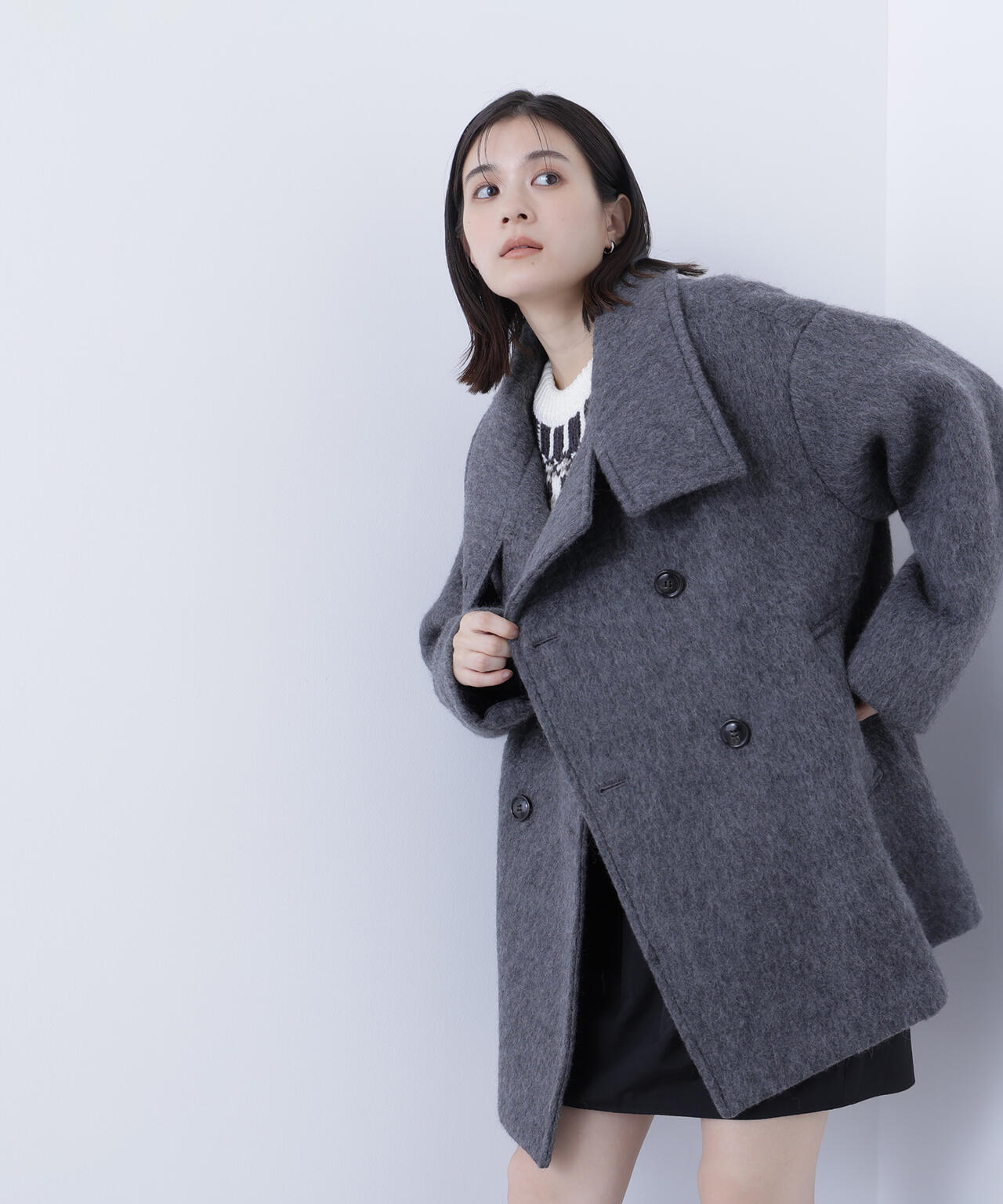 【Oggi掲載】スタンドネックシャギーミディコート