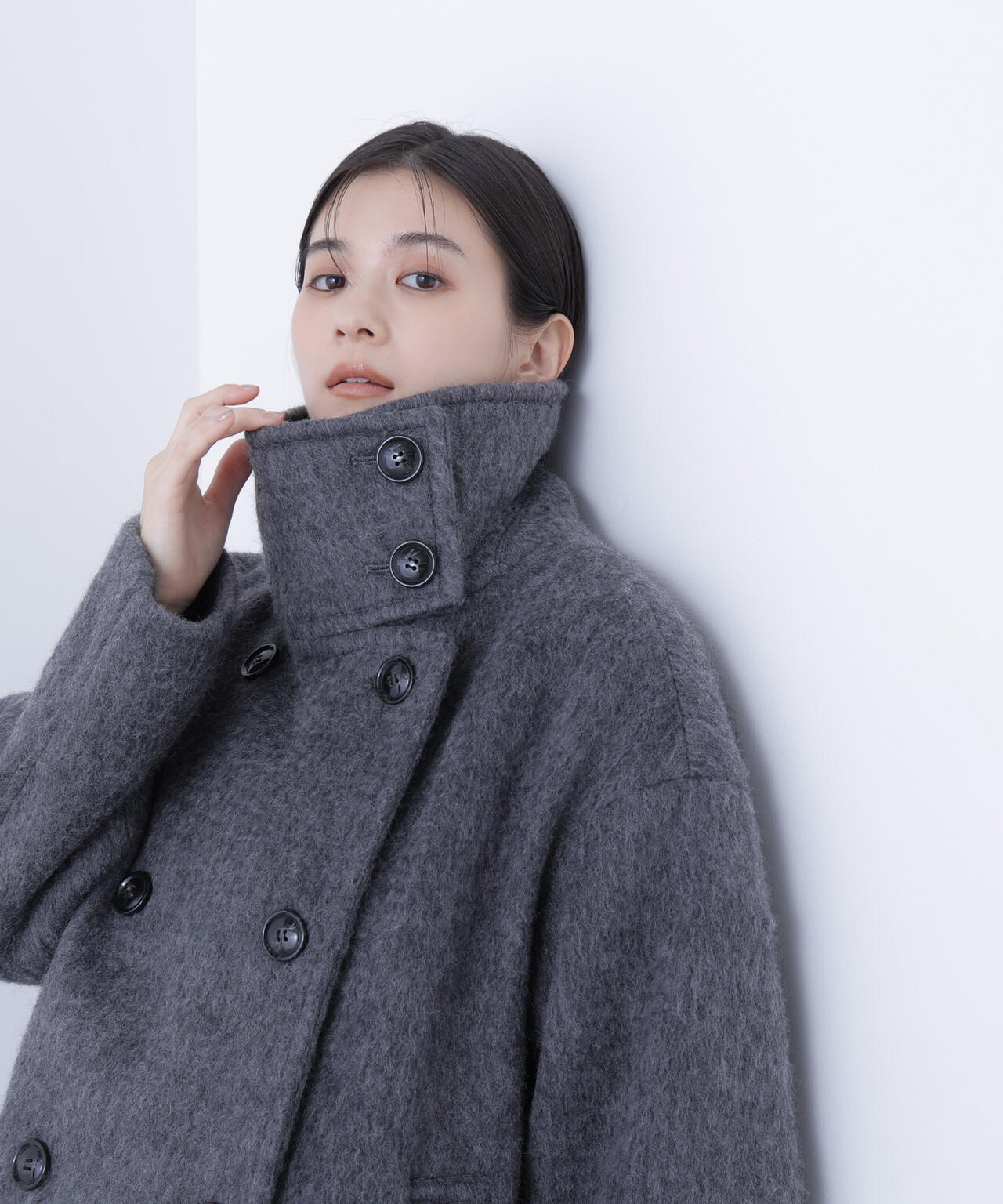 【Oggi掲載】スタンドネックシャギーミディコート