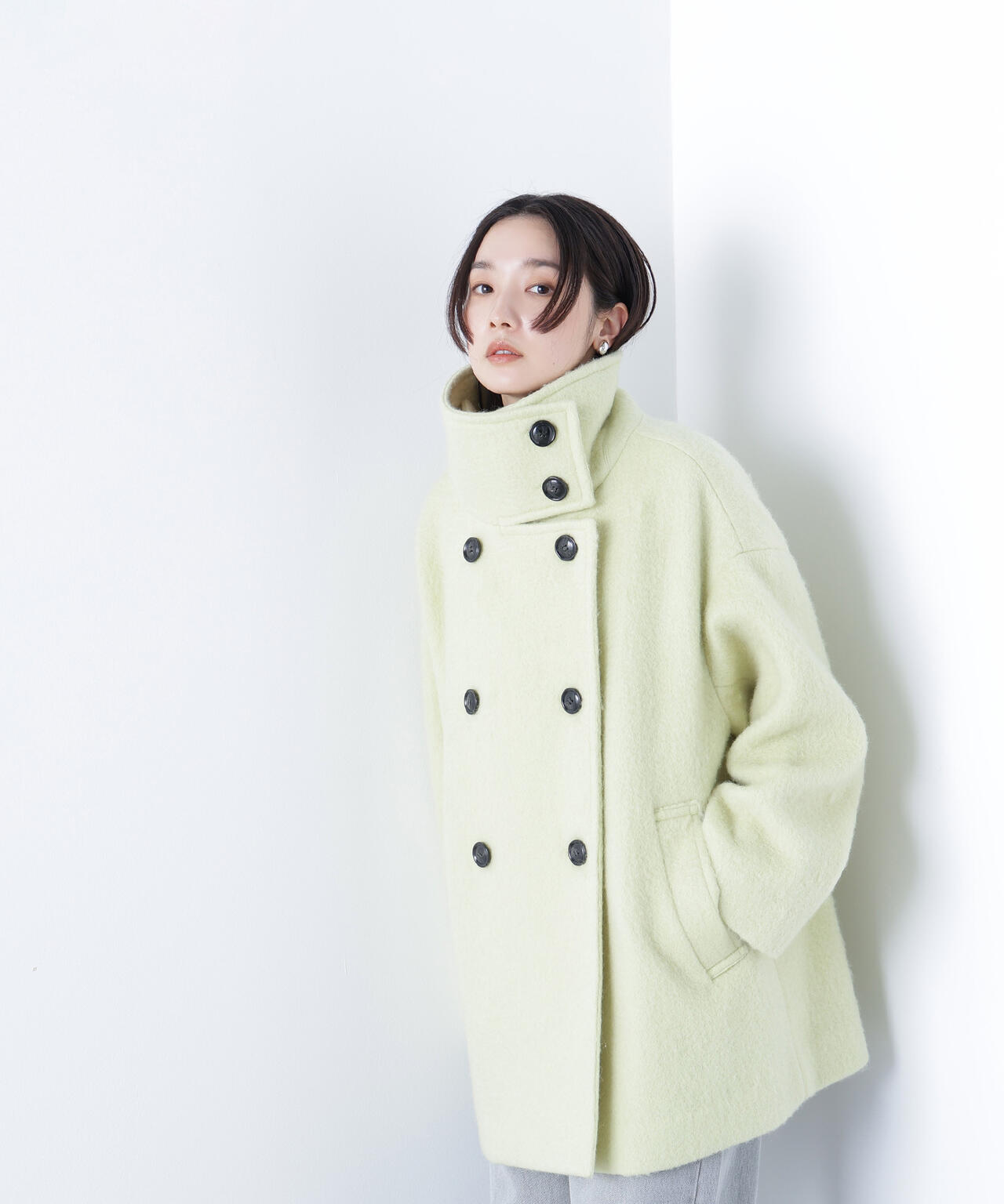 【Oggi掲載】スタンドネックシャギーミディコート