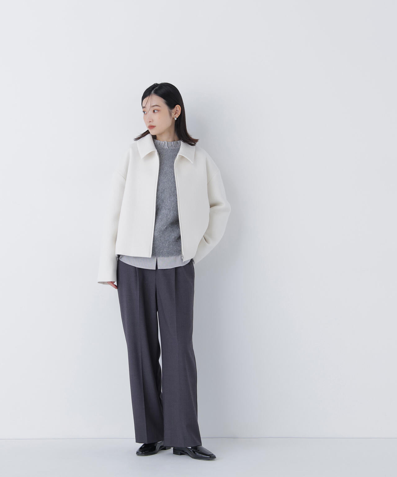 Oggi12月号掲載】＜朝比奈 彩さんコラボ＞ステンカラージップブルゾン