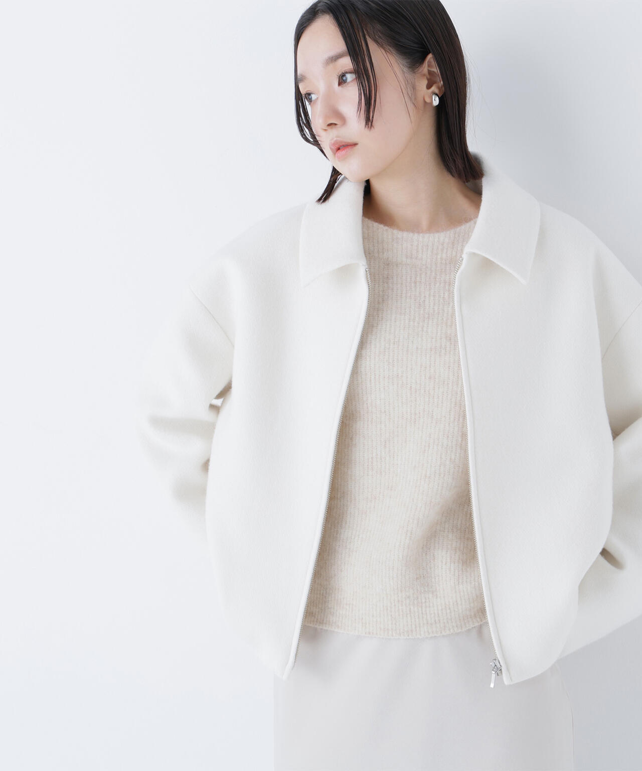 Oggi12月号掲載】＜朝比奈 彩さんコラボ＞ステンカラージップブルゾン