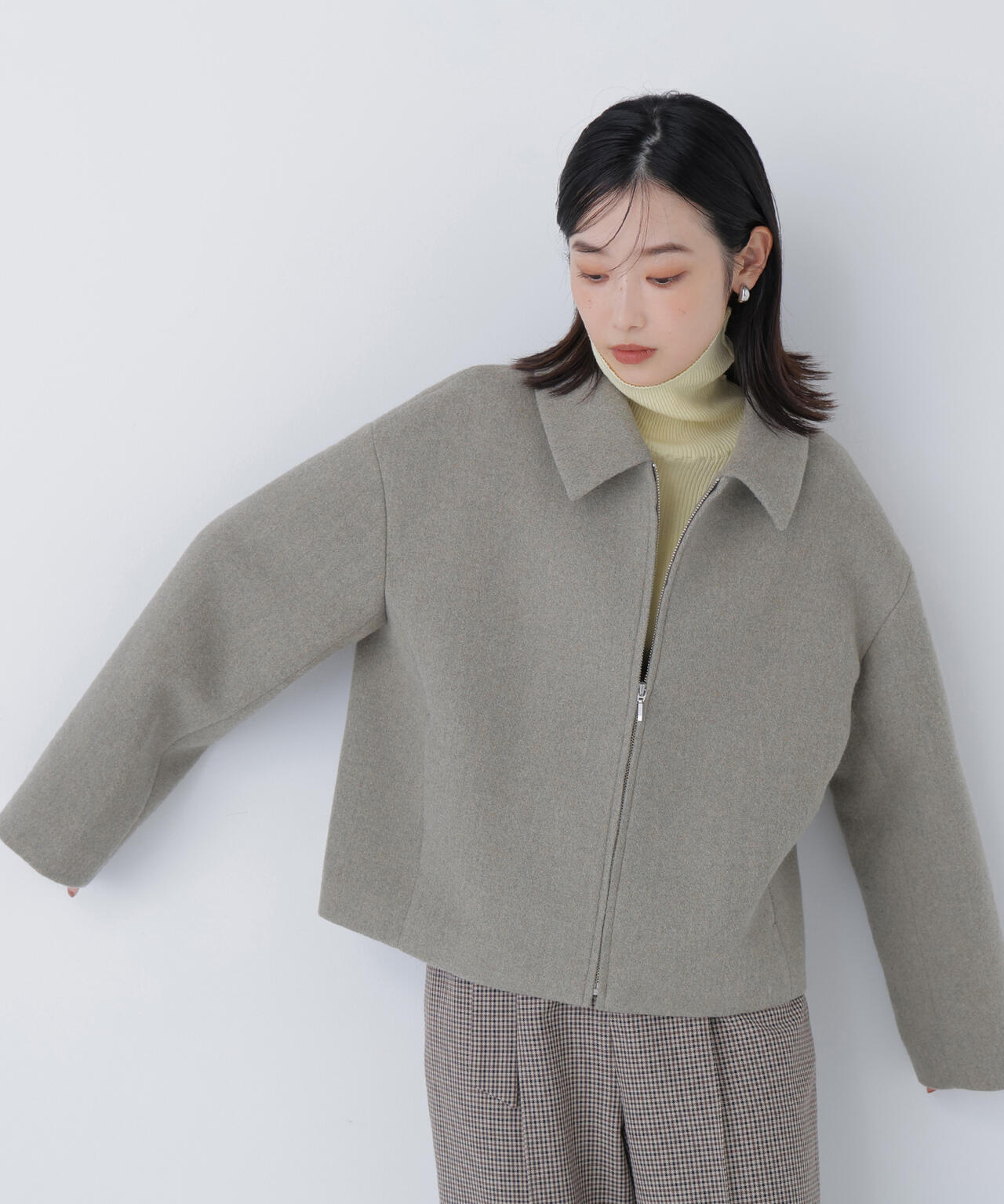 Oggi12月号掲載】＜朝比奈 彩さんコラボ＞ステンカラージップブルゾン