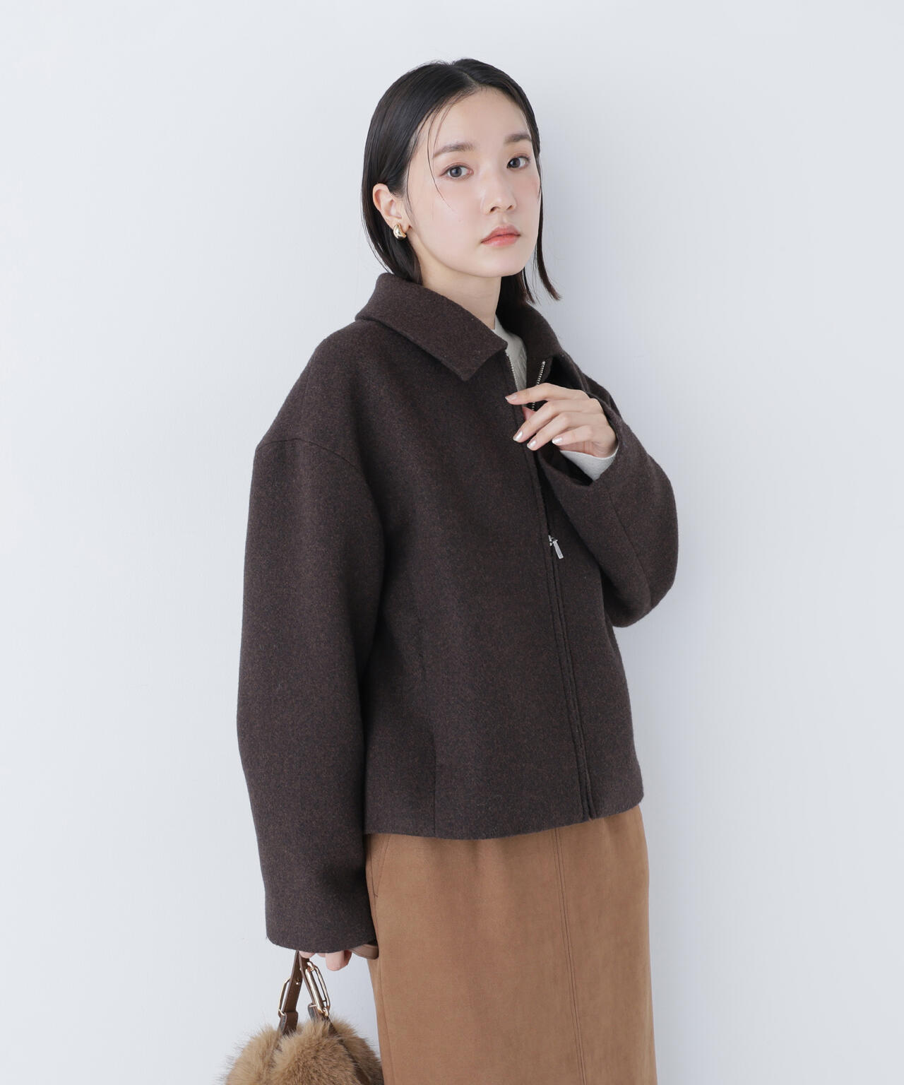 Oggi12月号掲載】＜朝比奈 彩さんコラボ＞ステンカラージップブルゾン