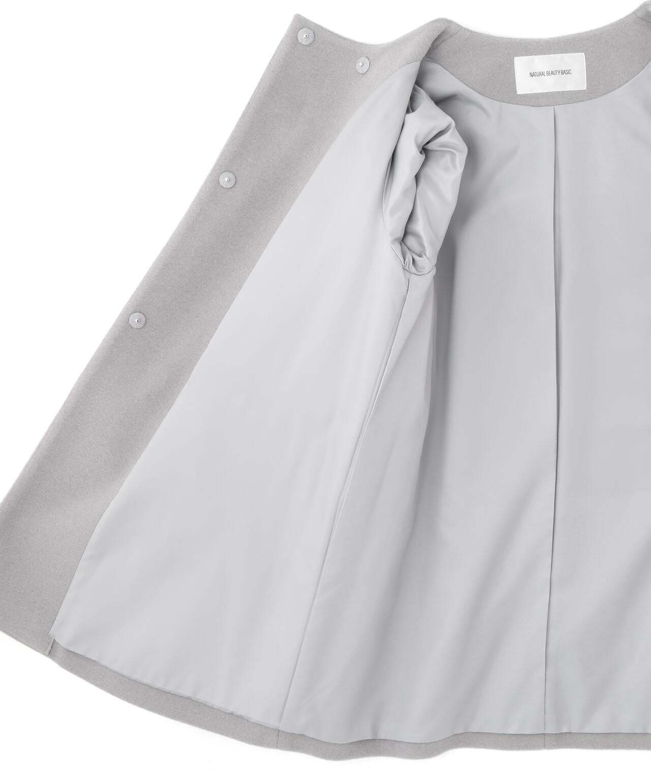 ノーカラーミドルコート