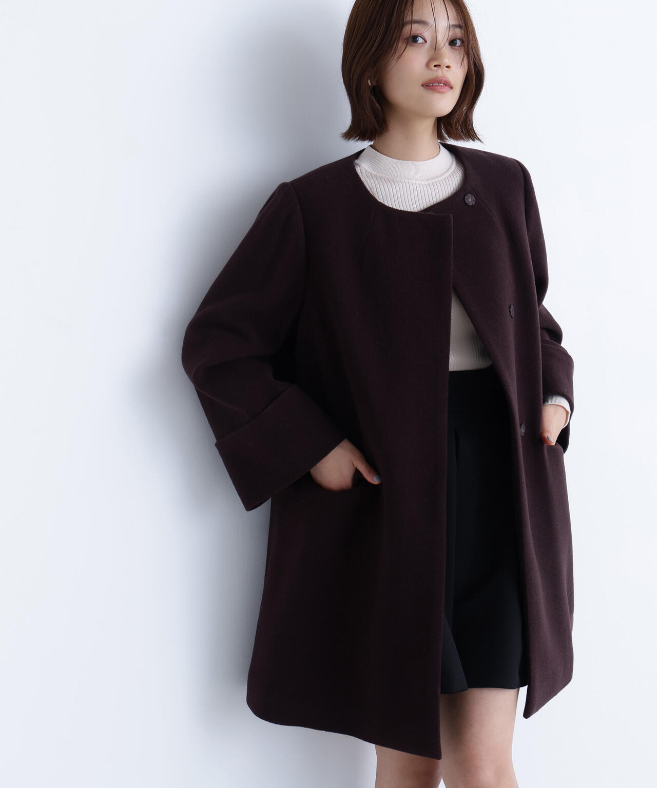 ⭐︎新品　最終値下⭐︎BEAUTY&YOUTH ミドル ノーカラーコート ノーカラーミドルコート | NATURAL BEAUTY BASIC（ナチュラル