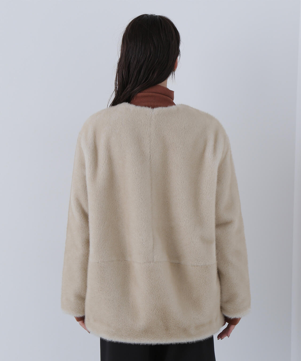 フェイクファーノーカラーハーフコート | NATURAL BEAUTY BASIC