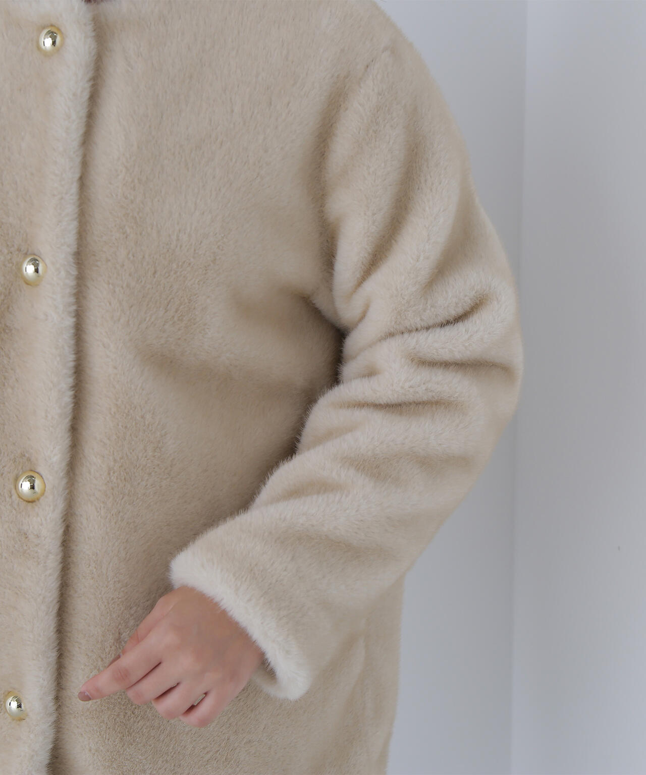 フェイクファーノーカラーハーフコート | NATURAL BEAUTY BASIC