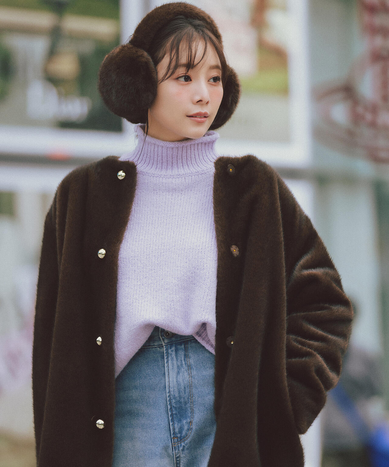 NATURAL BEAUTY BASIC　フェイクファースリーブハーフコート ナチュラルビューティーベーシック NATURAL BEAUTY BASIC フェイク