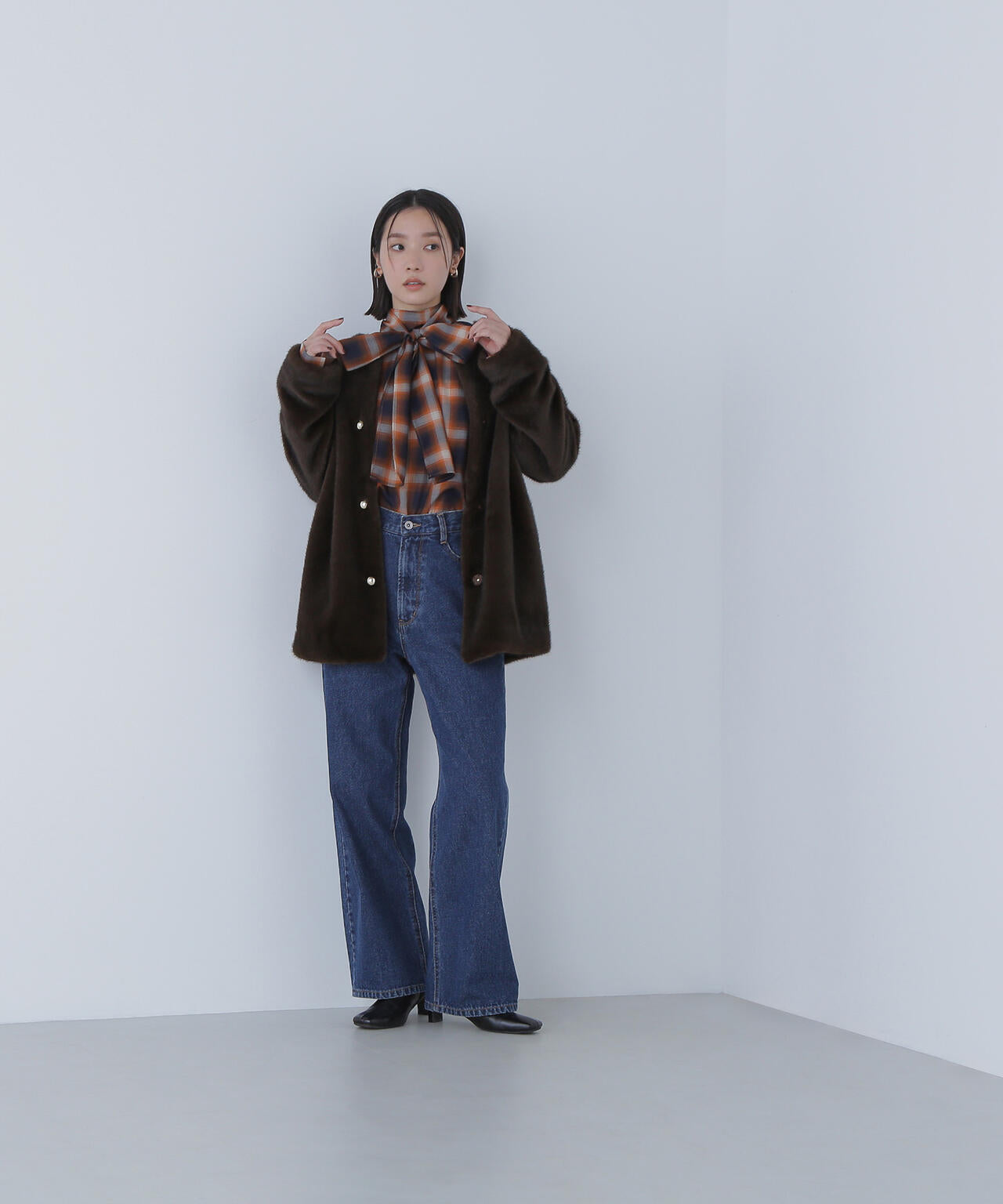 フェイクファーノーカラーハーフコート | NATURAL BEAUTY BASIC