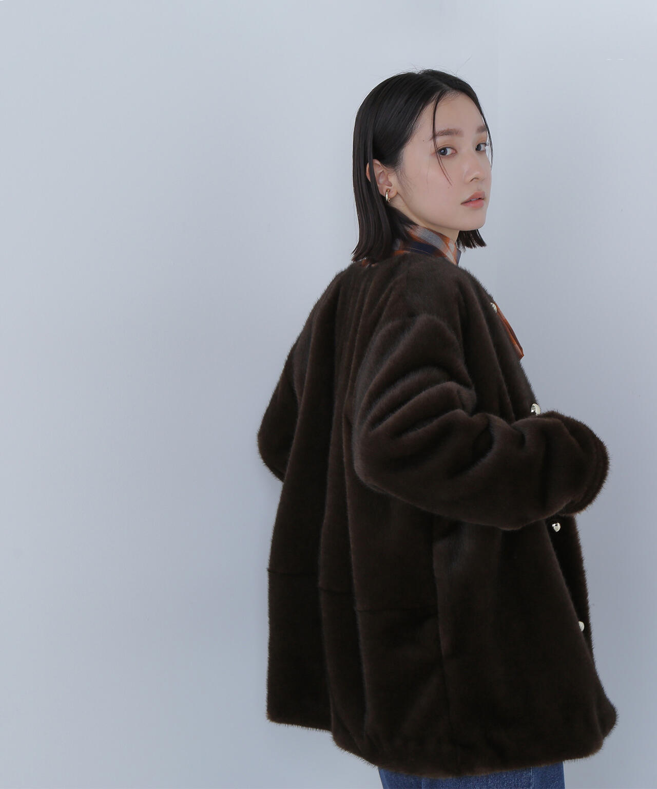 【の】NATURAL BEAUTY BASIC フェイクファーコート フェイクファーノーカラーハーフコート | NATURAL BEAUTY BASIC