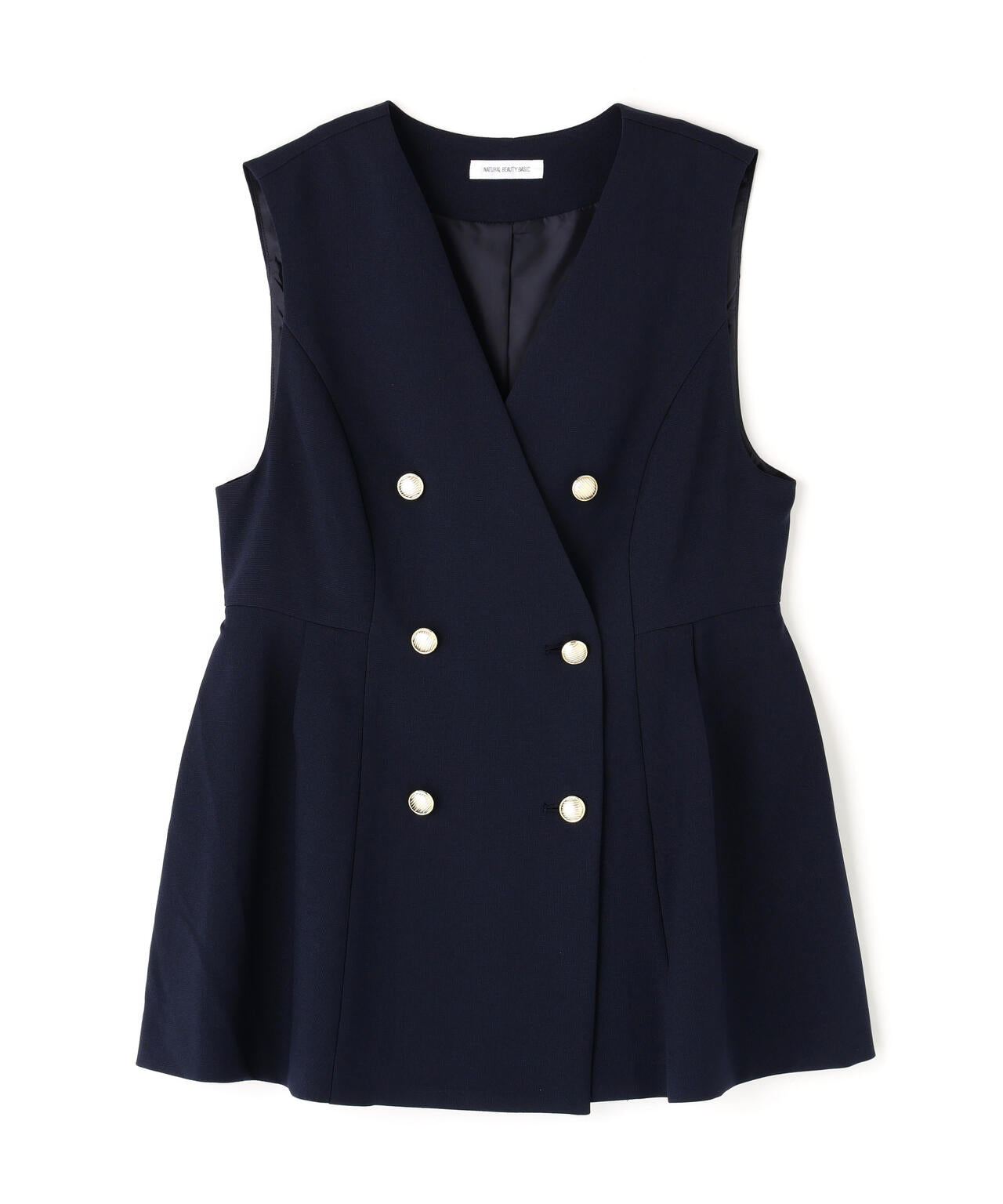 メタルボタンペプラムジレ