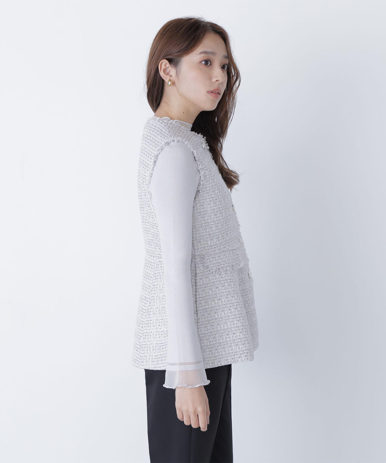 【新品】NATURAL BEAUTY BASIC ツイードペプラムジレ ツイードペプラムジレ | NATURAL BEAUTY BASIC（ナチュラル