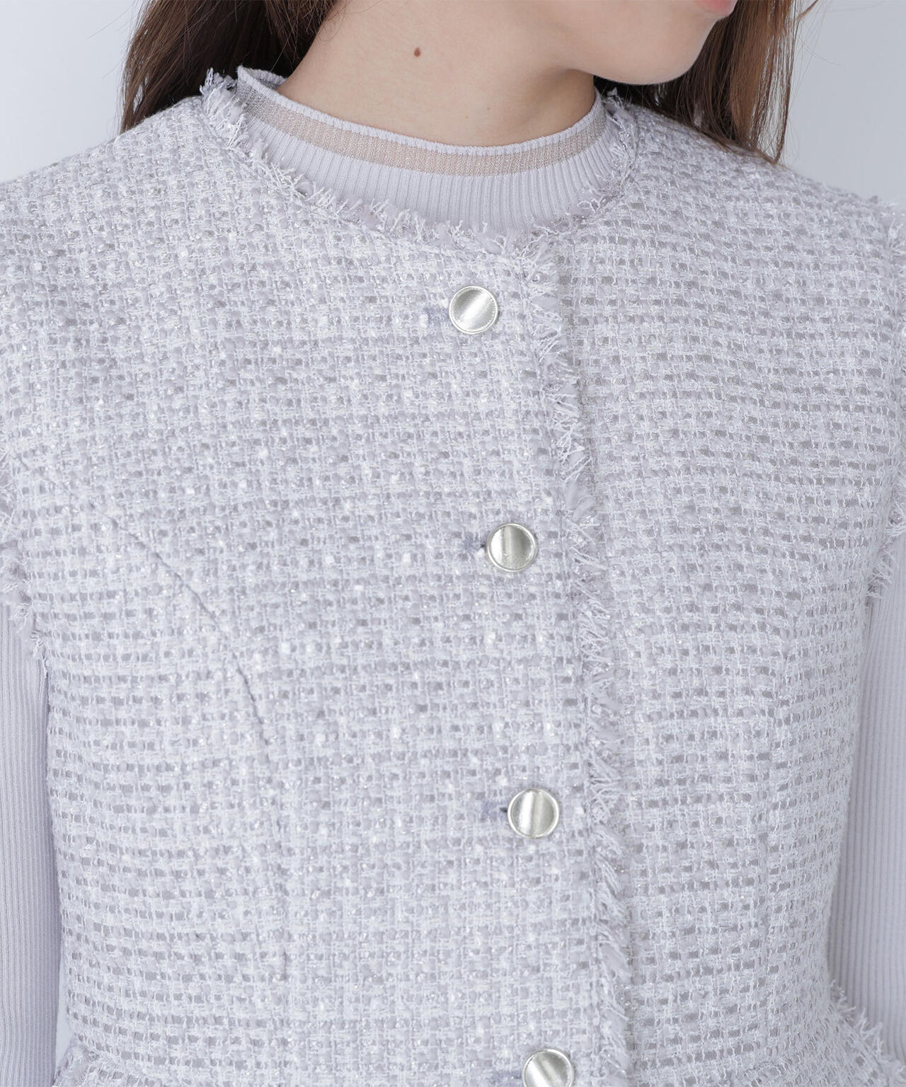 ツイードペプラムジレ