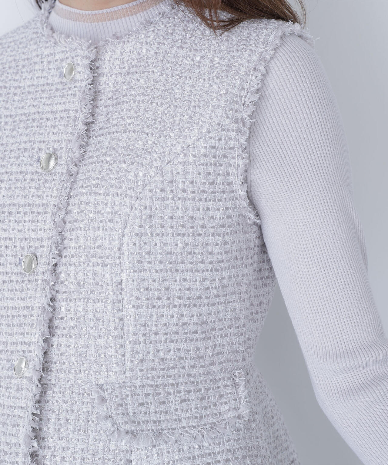 ツイードペプラムジレ