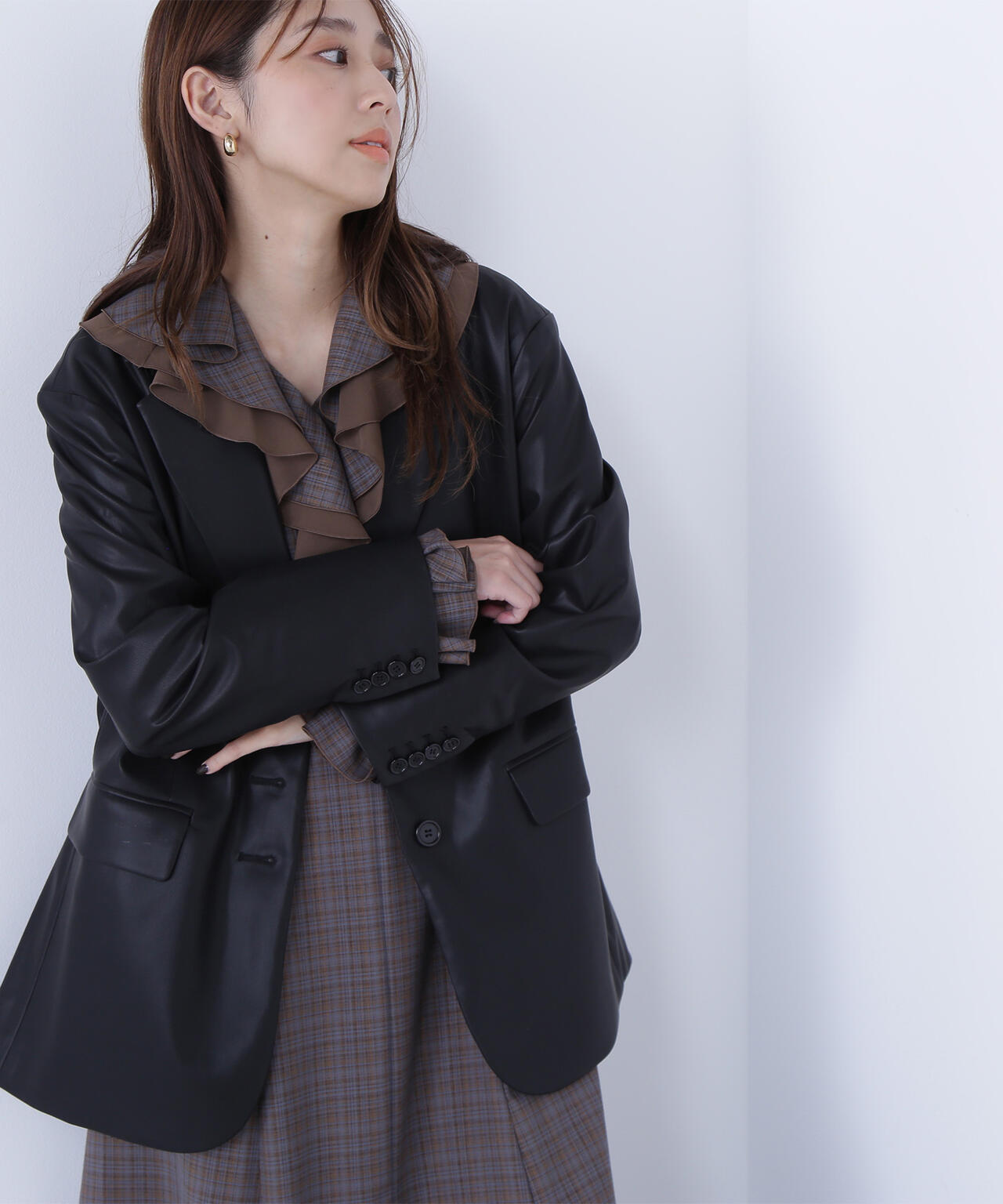 フェイクレザーシングルテーラードジャケット | NATURAL BEAUTY BASIC