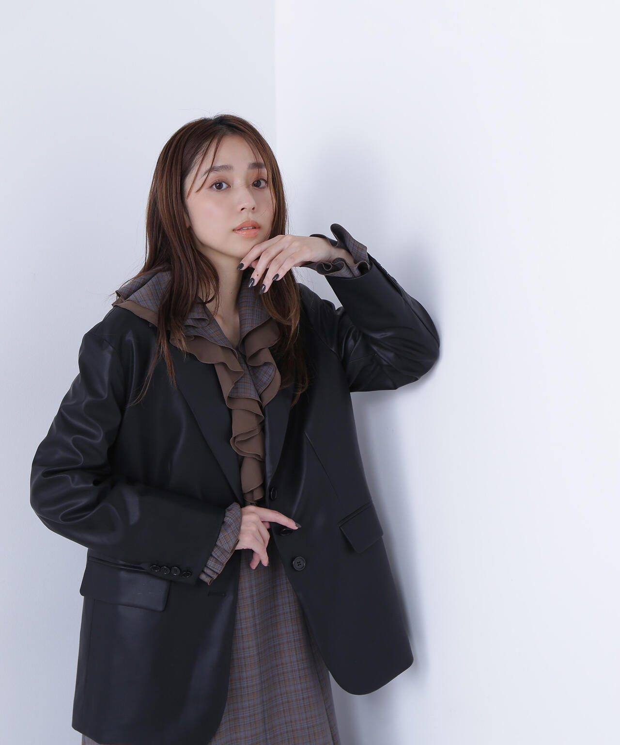 フェイクレザーシングルテーラードジャケット | NATURAL BEAUTY BASIC