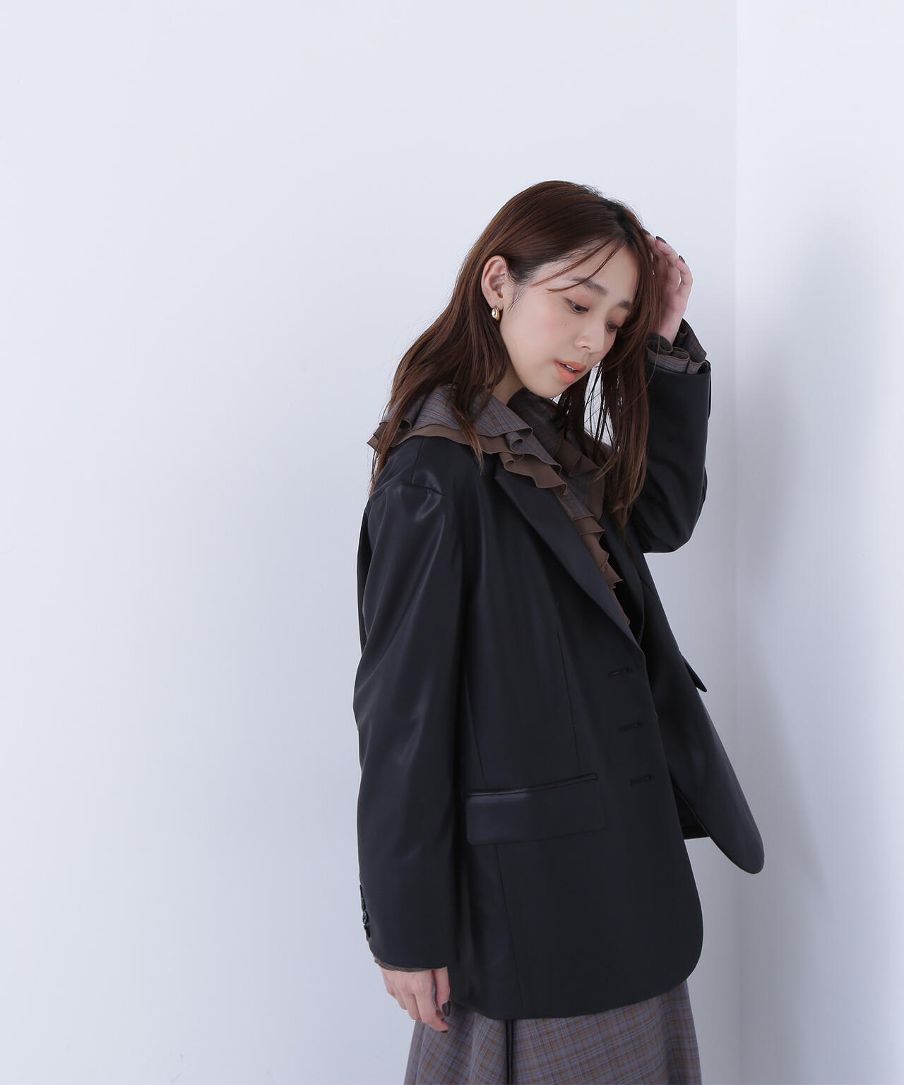 フェイクレザーシングルテーラードジャケット | NATURAL BEAUTY BASIC