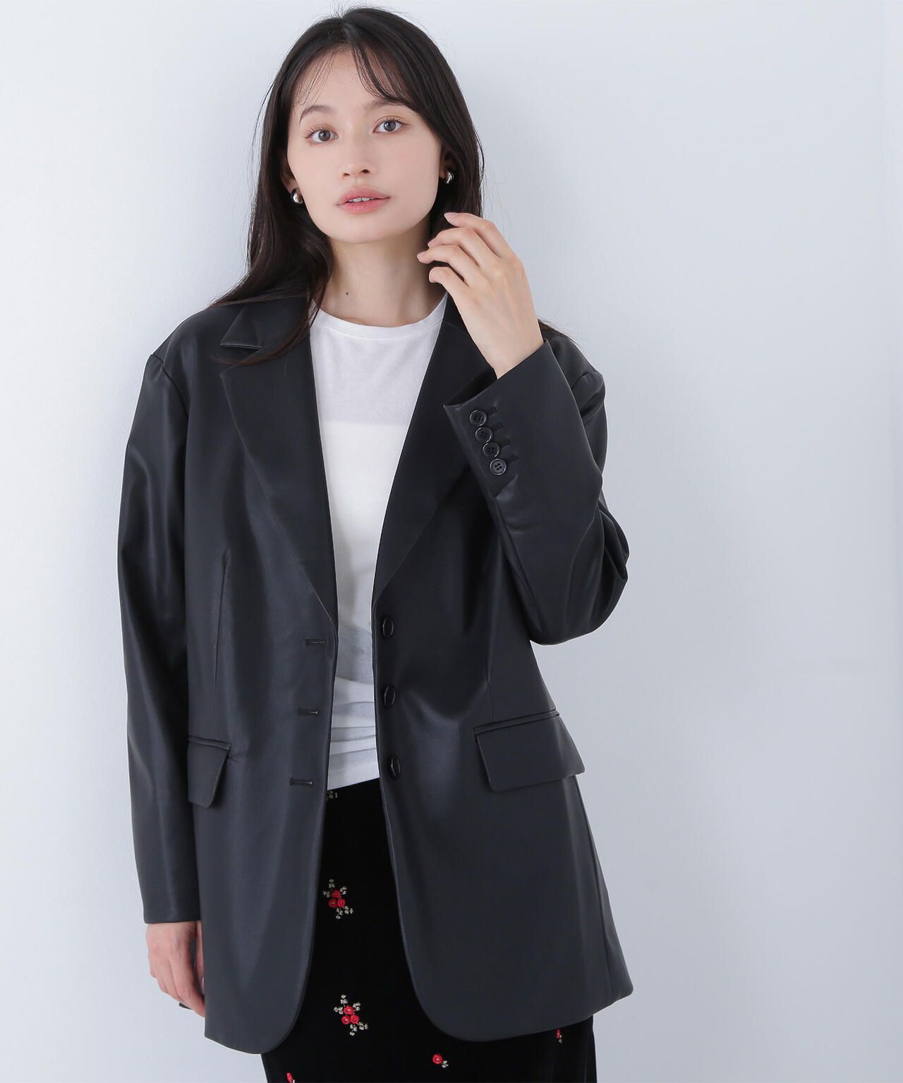 フェイクレザーシングルテーラードジャケット | NATURAL BEAUTY BASIC