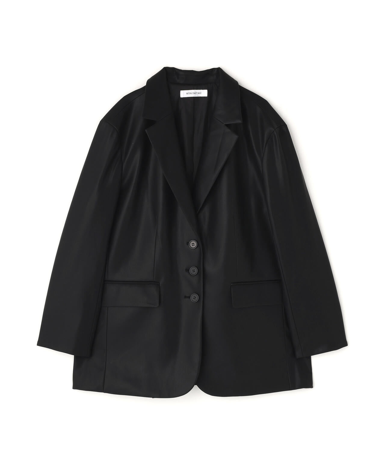 フェイクレザーシングルテーラードジャケット