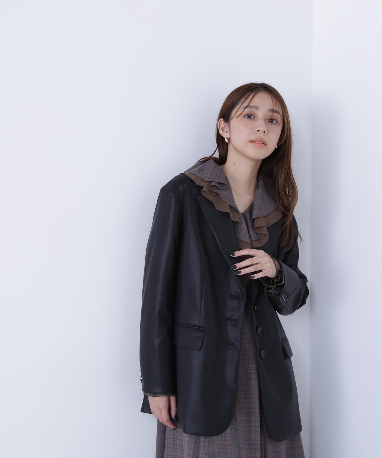 フェイクレザーシングルテーラードジャケット | NATURAL BEAUTY BASIC