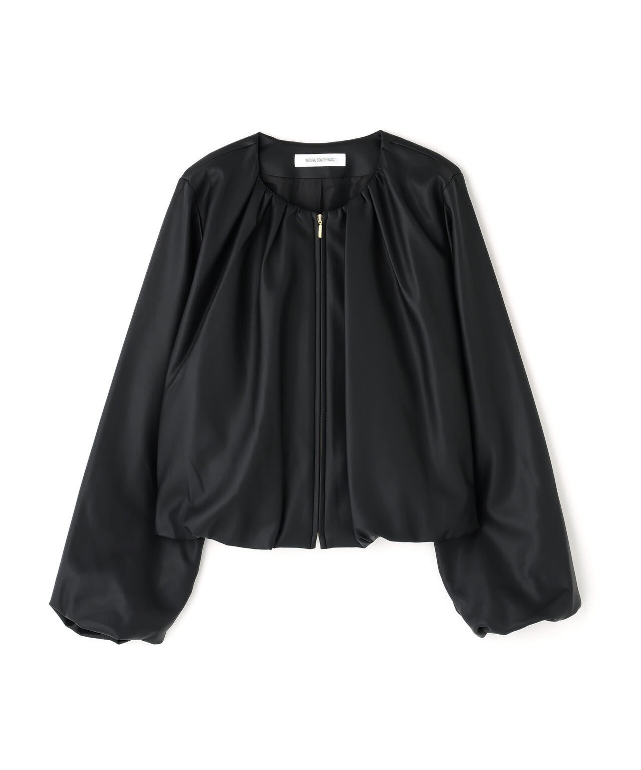 フェイクレザーギャザーブルゾン