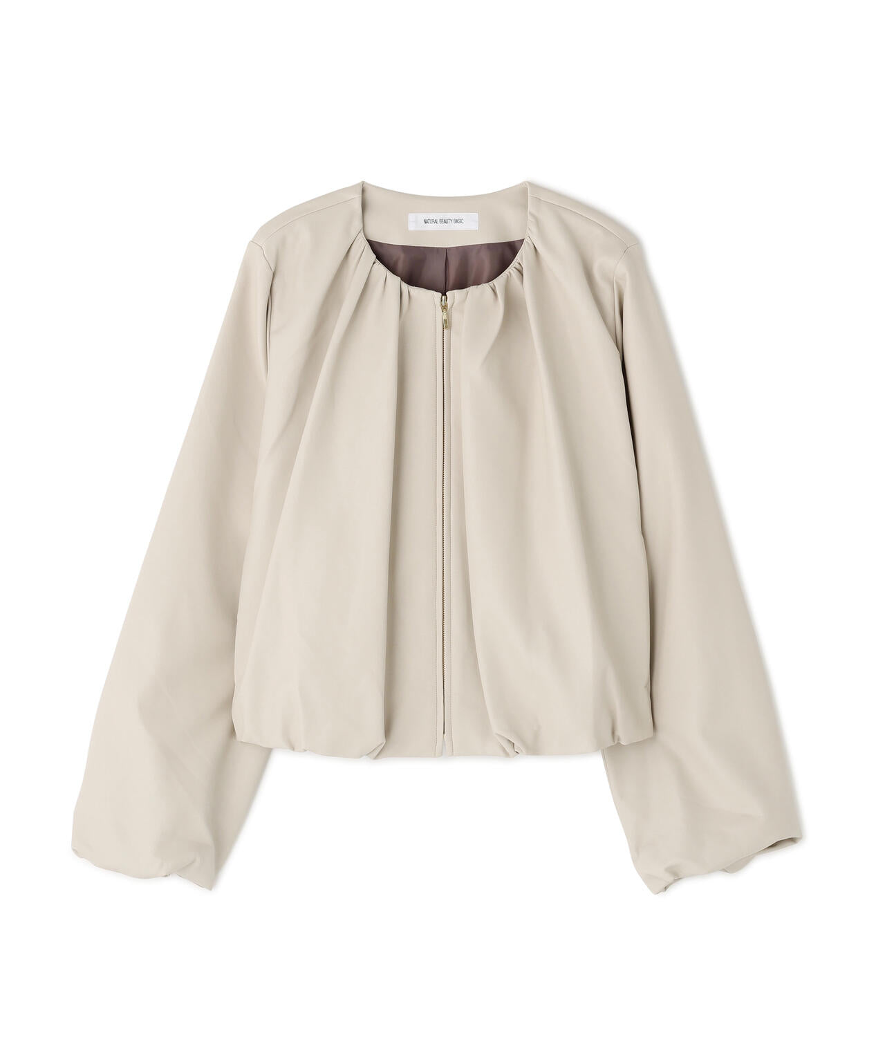 フェイクレザーギャザーブルゾン