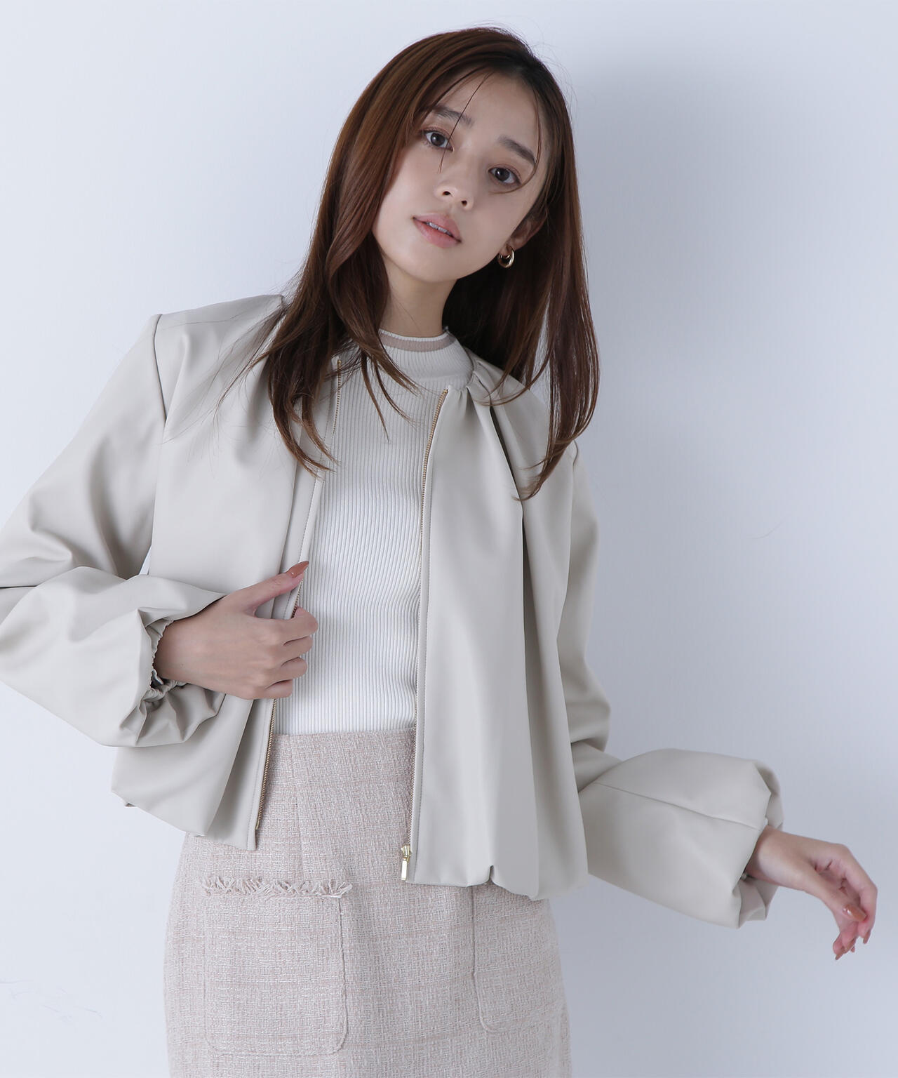 Diagram フェイクレザーギャザーブルゾン フェイクレザーギャザーブルゾン | NATURAL BEAUTY BASIC