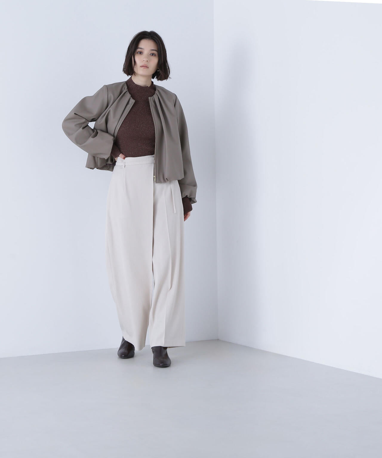 Diagram フェイクレザーギャザーブルゾン フェイクレザーギャザーブルゾン | NATURAL BEAUTY BASIC