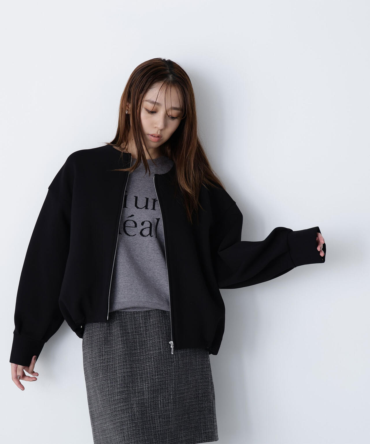 ノーカラーダンボールブルゾン | NATURAL BEAUTY BASIC（ナチュラル