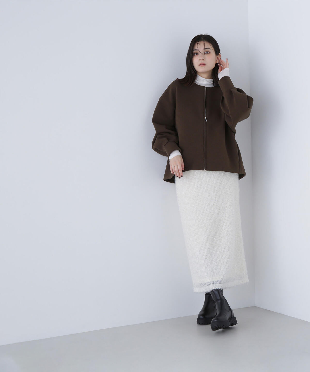 ノーカラーダンボールブルゾン | NATURAL BEAUTY BASIC（ナチュラル