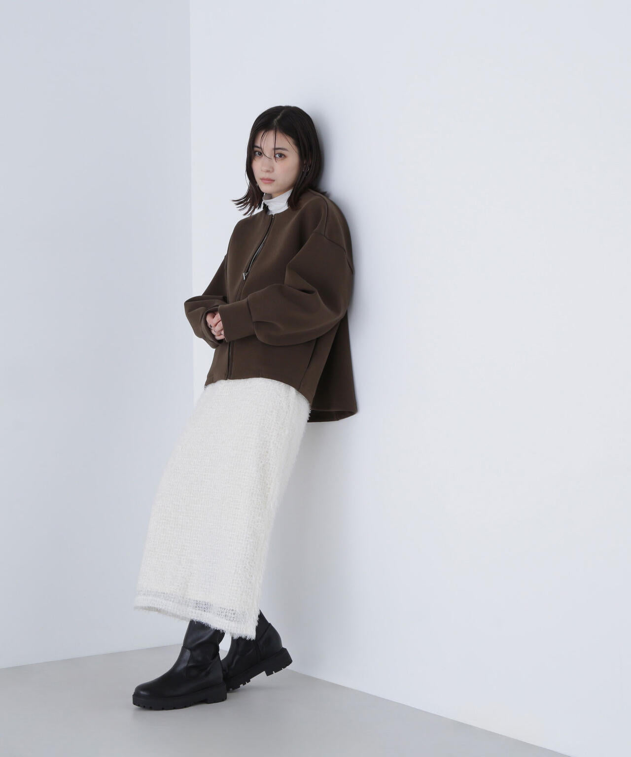 Nナチュラルビューティーベーシック ダンボールブルゾン ノーカラーダンボールブルゾン | エヌ ナチュラルビューティー