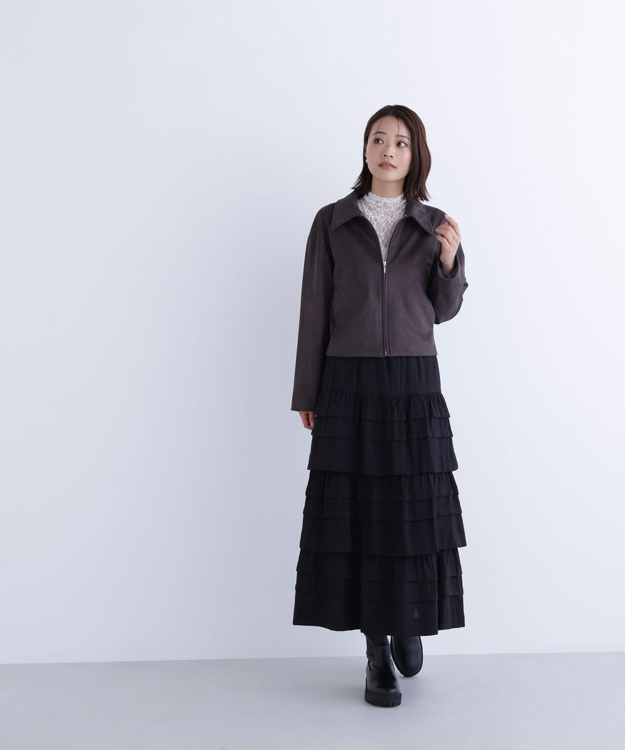 【Oggi掲載】ステンカラーフェイクスエードブルゾン