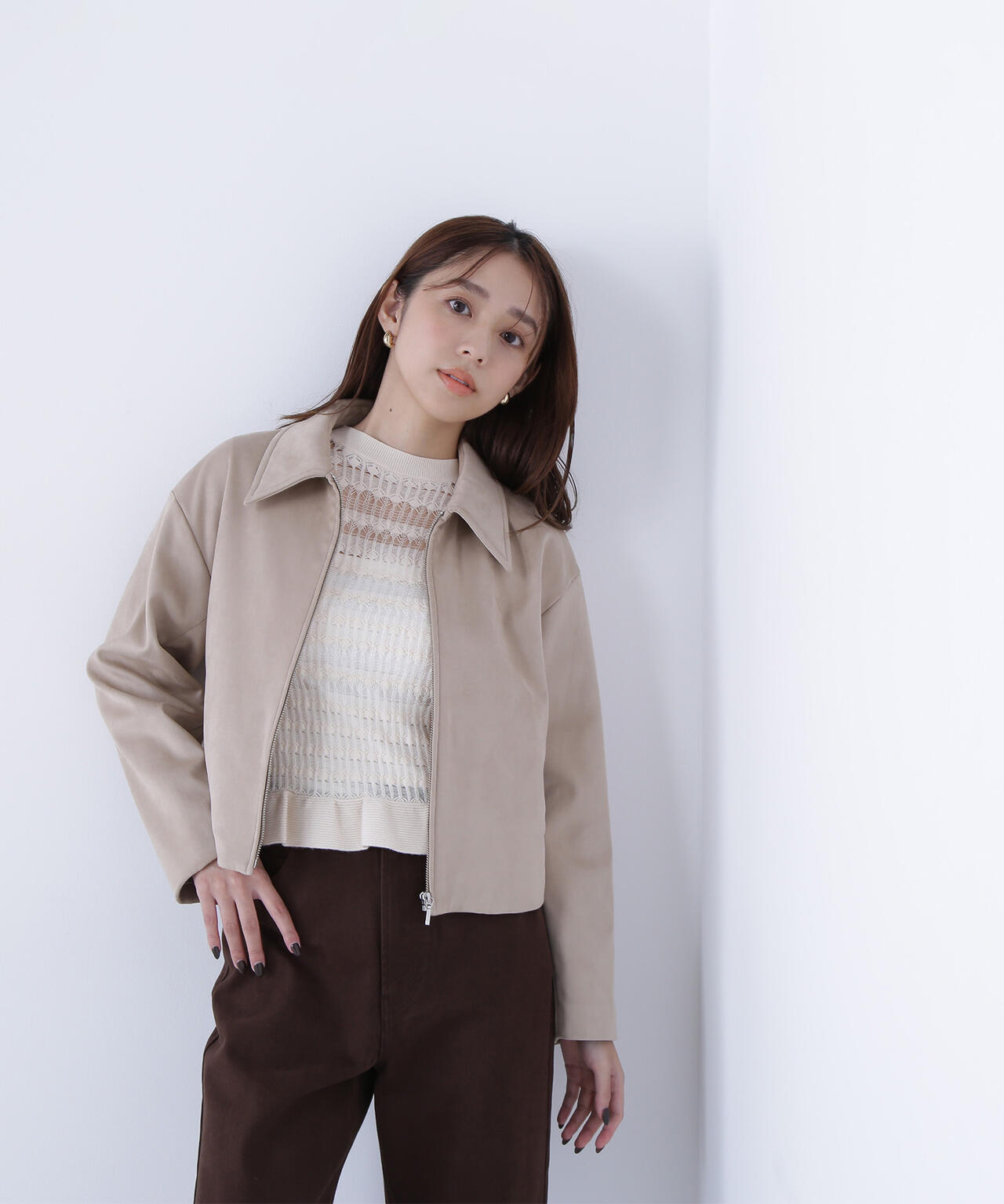 【Oggi掲載】ステンカラーフェイクスエードブルゾン