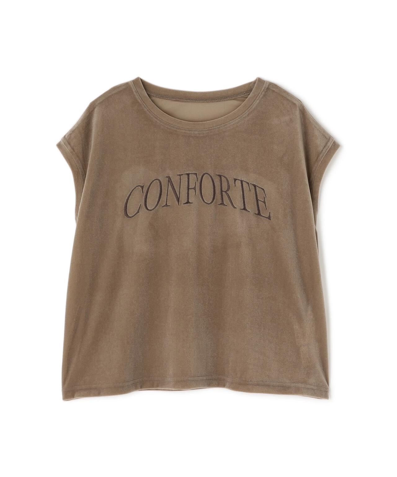 ベロアロゴ刺繍トップス