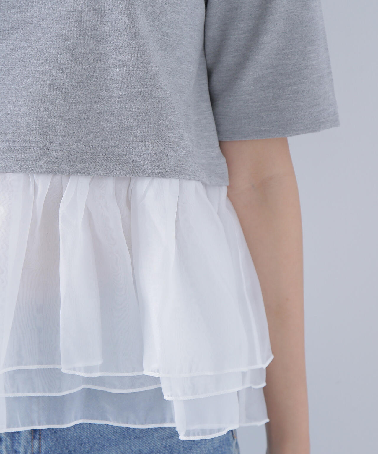 シフォンドッキングペプラムカットソー