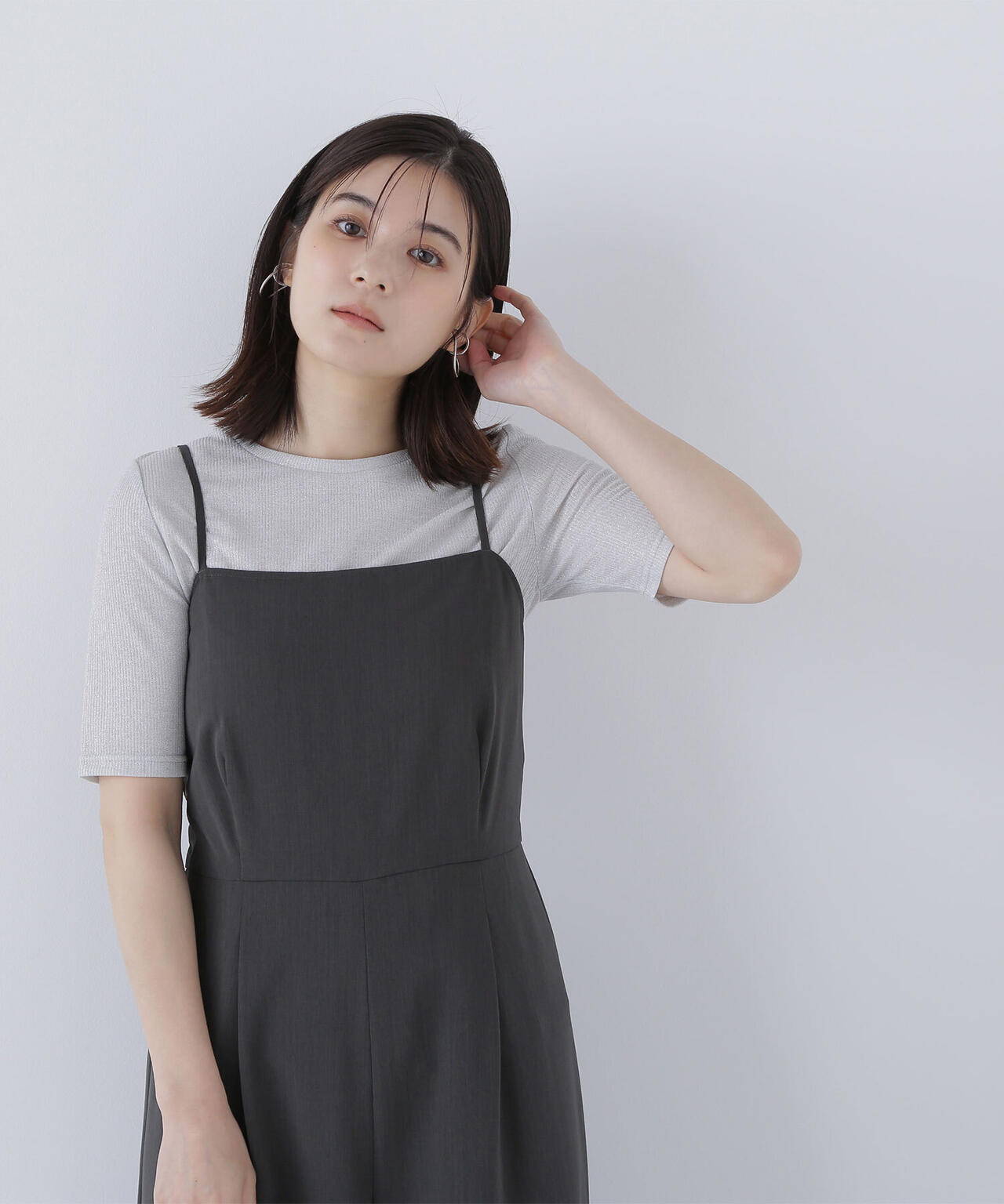 ラメリブカットソー