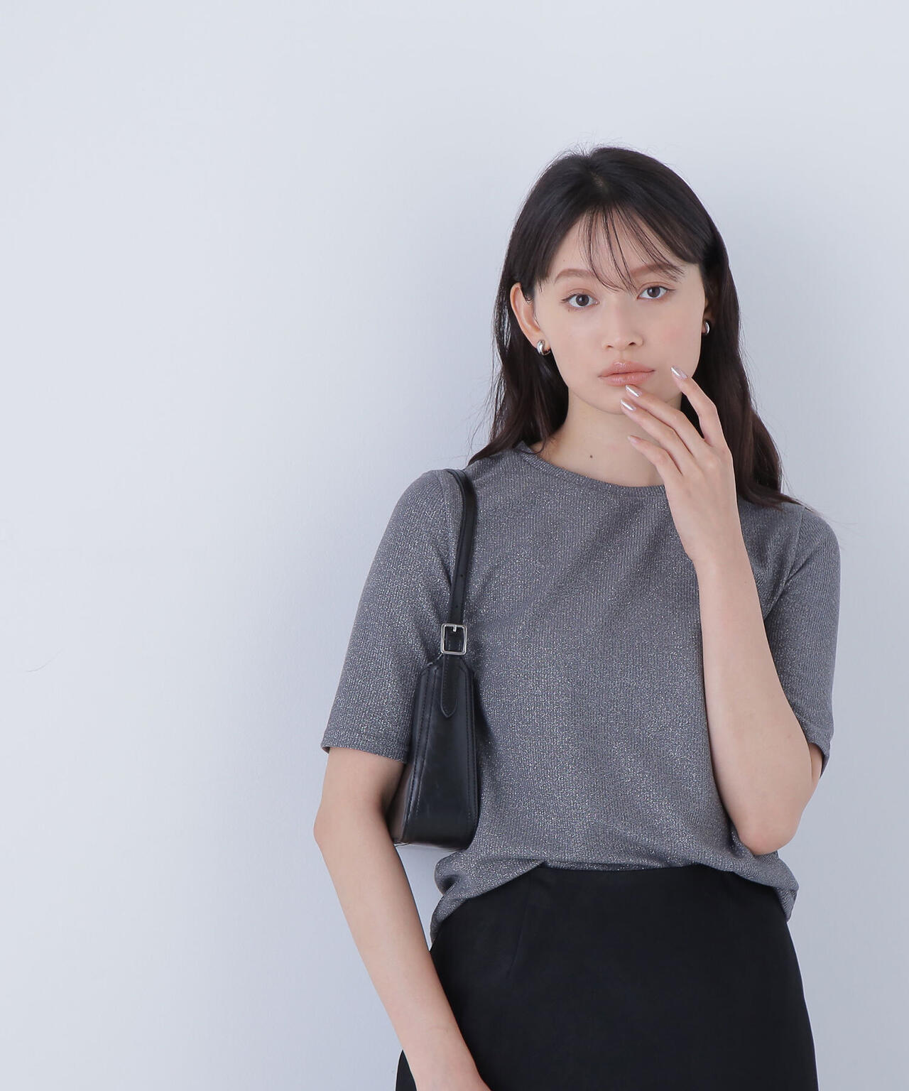 ラメリブカットソー