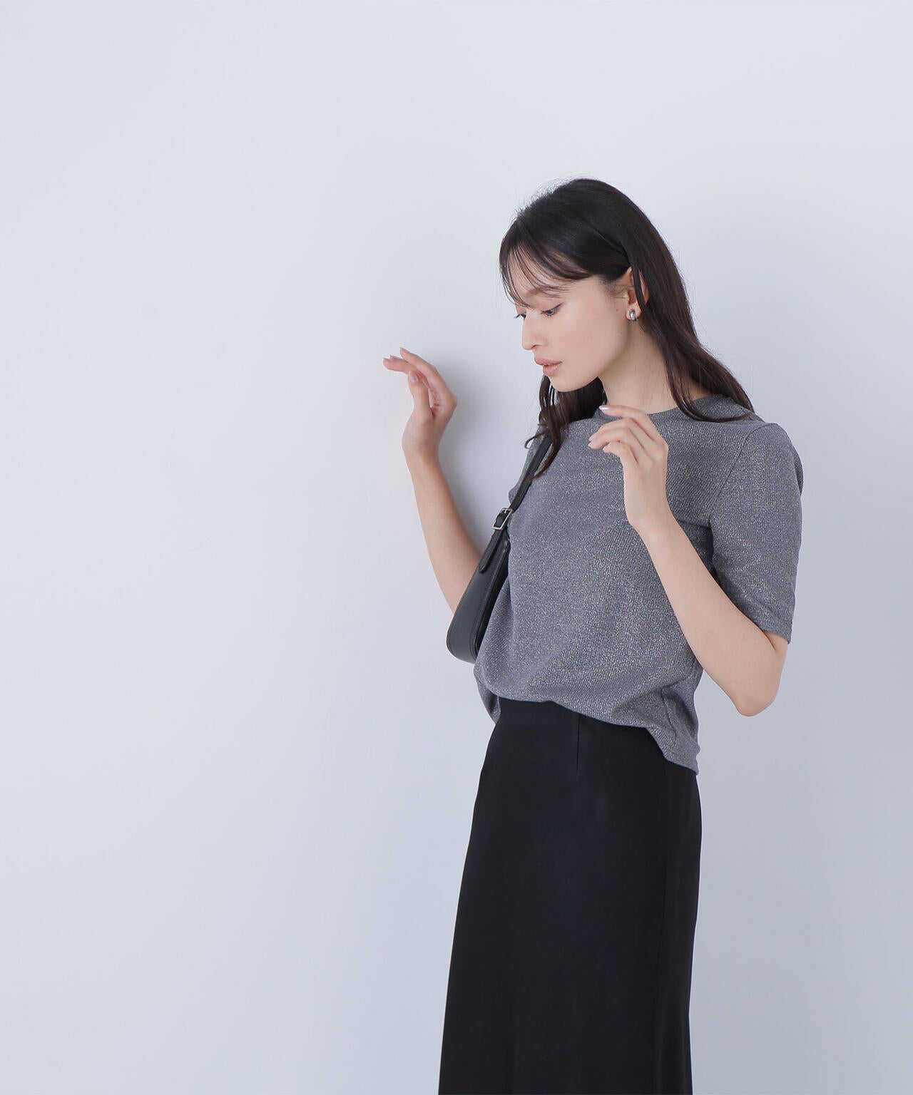 ラメリブカットソー