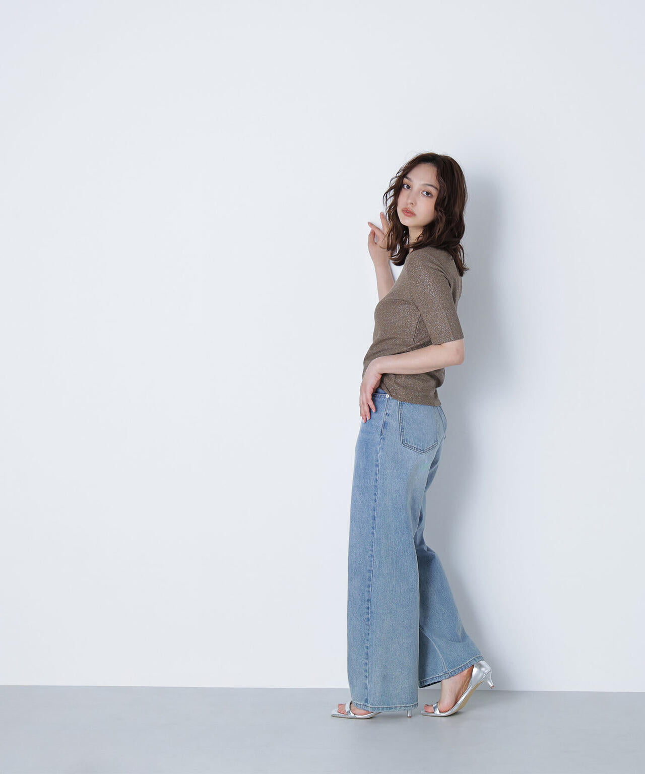 ラメリブカットソー