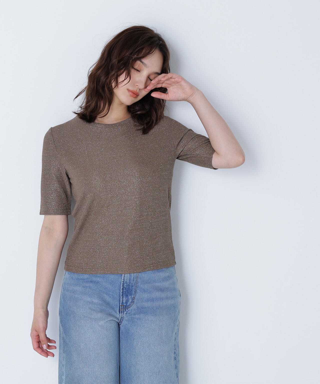 ラメリブカットソー