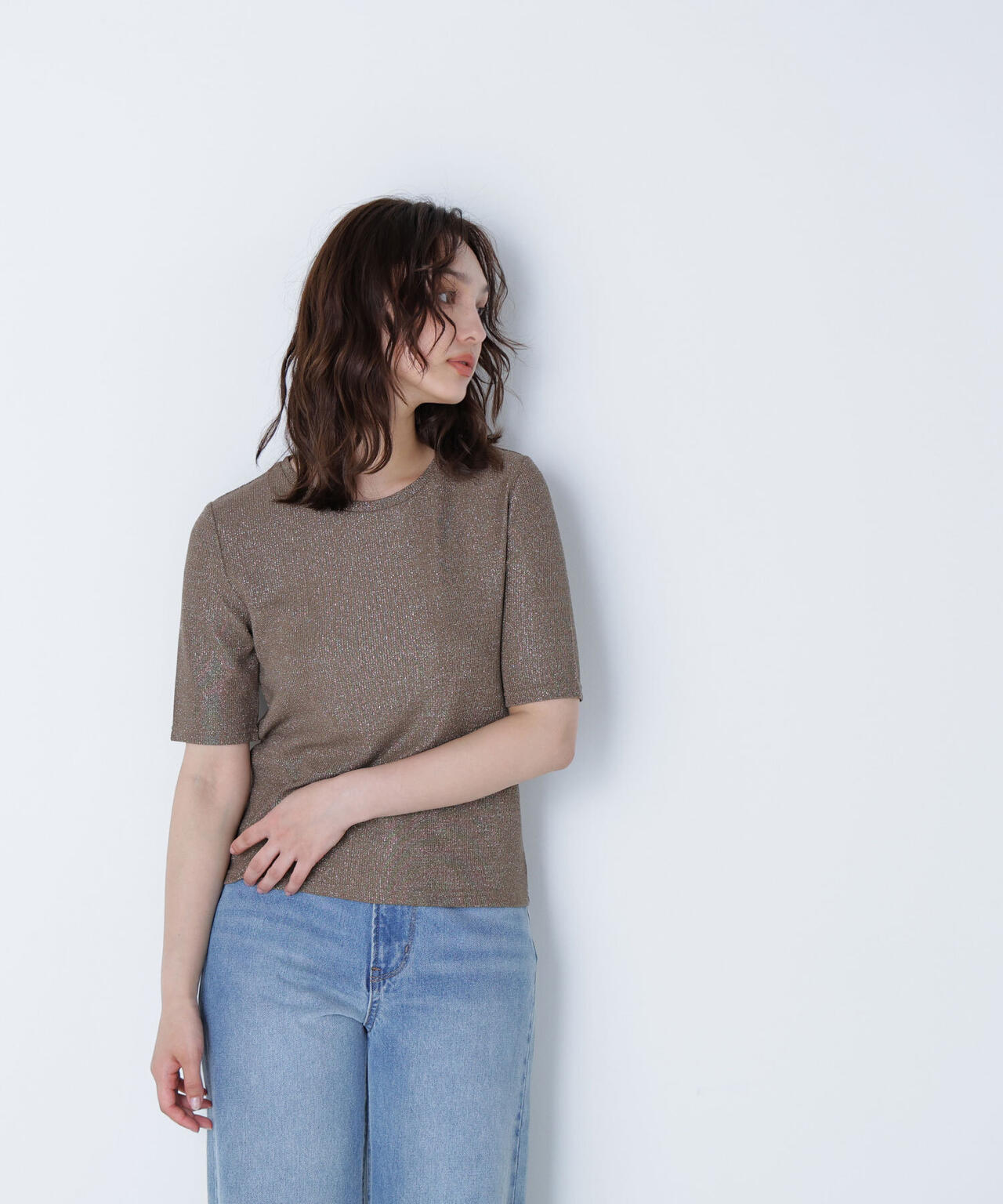 ラメリブカットソー