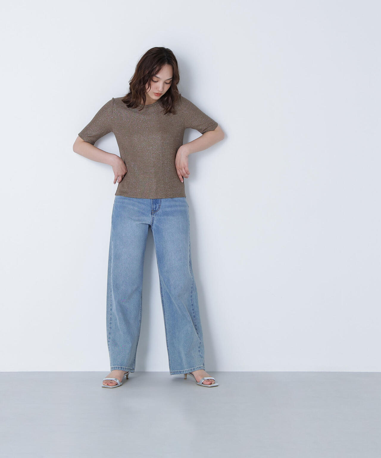 ラメリブカットソー