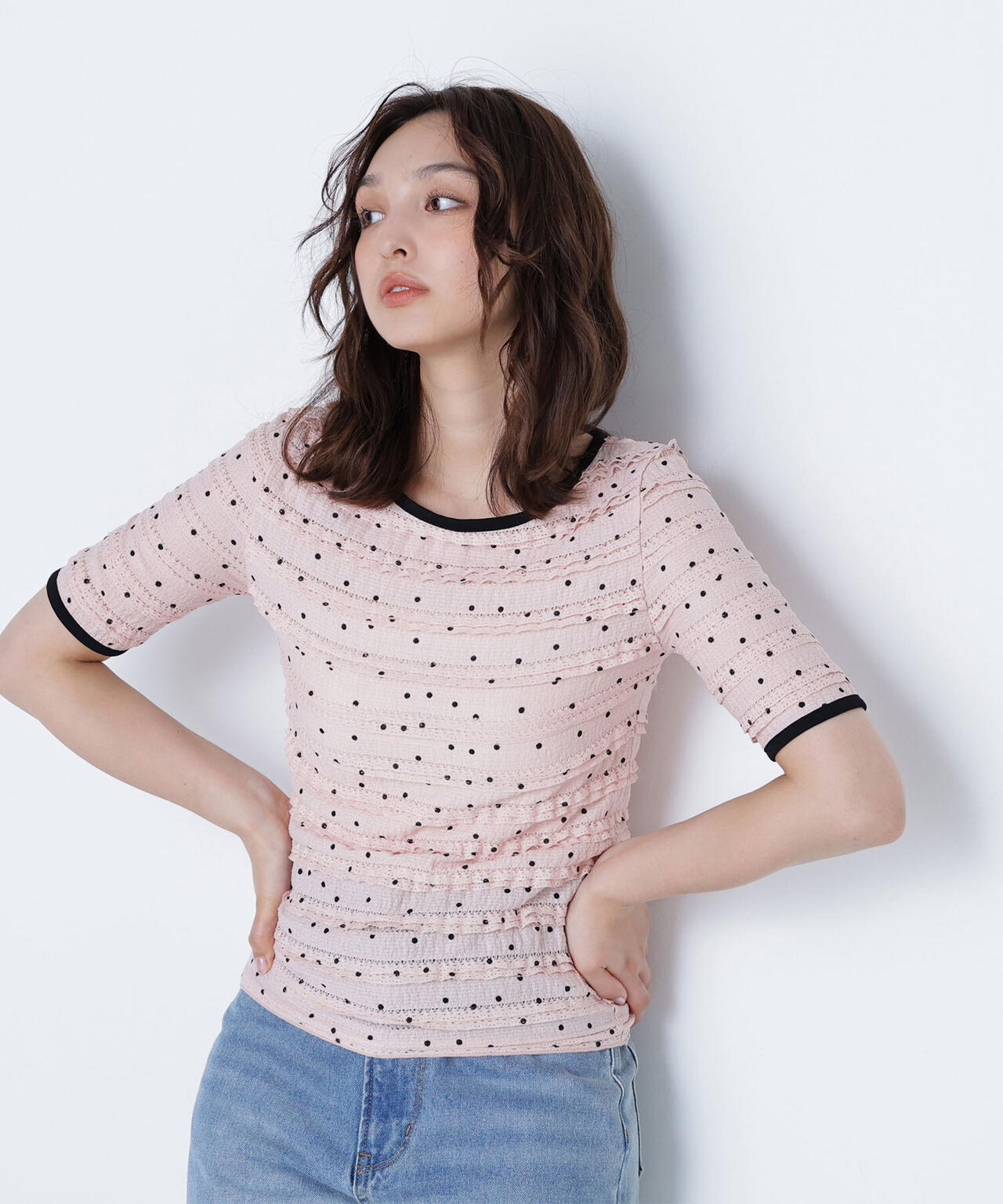 ドットバイカラーカットソー