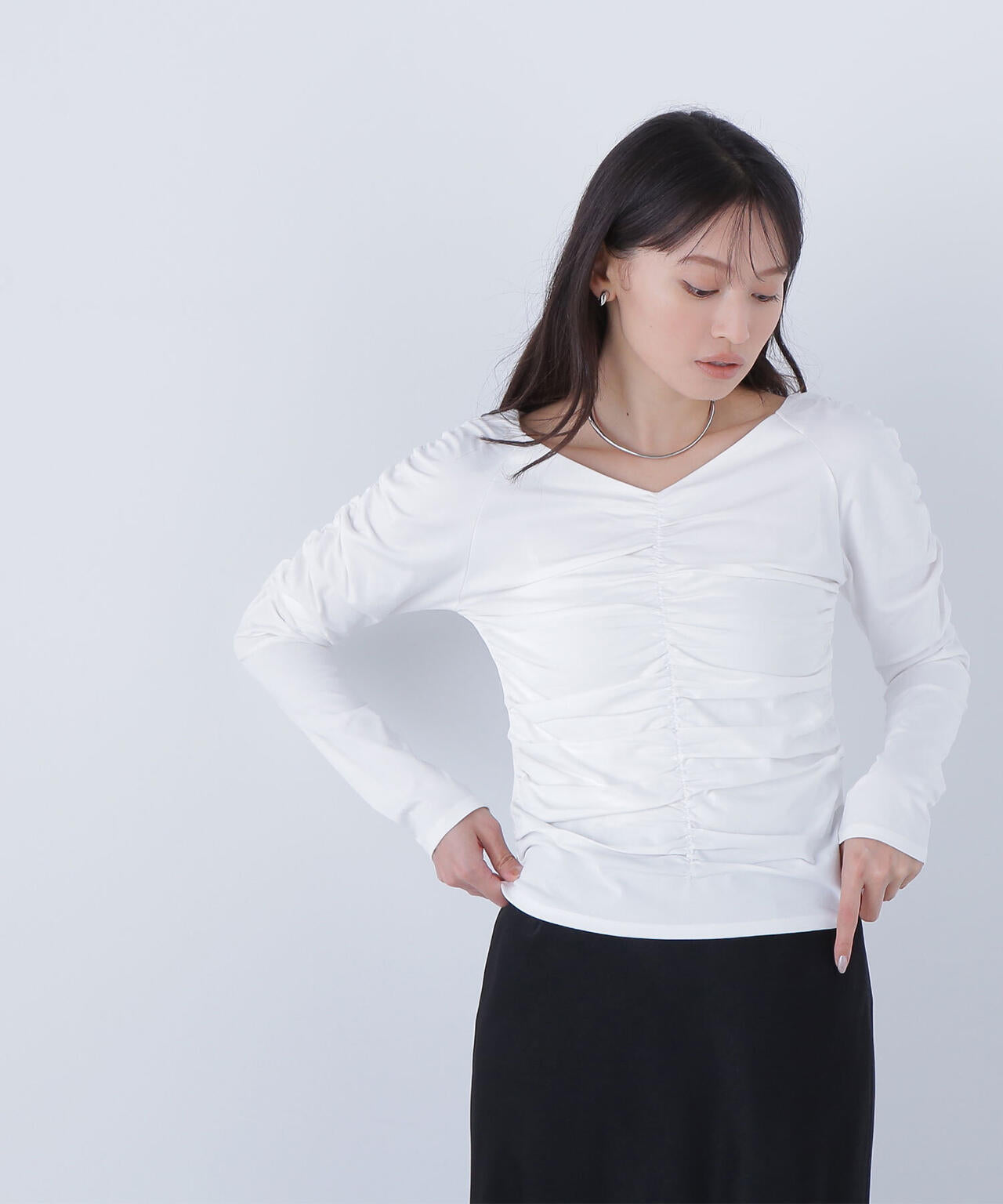 ギャザーカットソー | NATURAL BEAUTY BASIC（ナチュラル