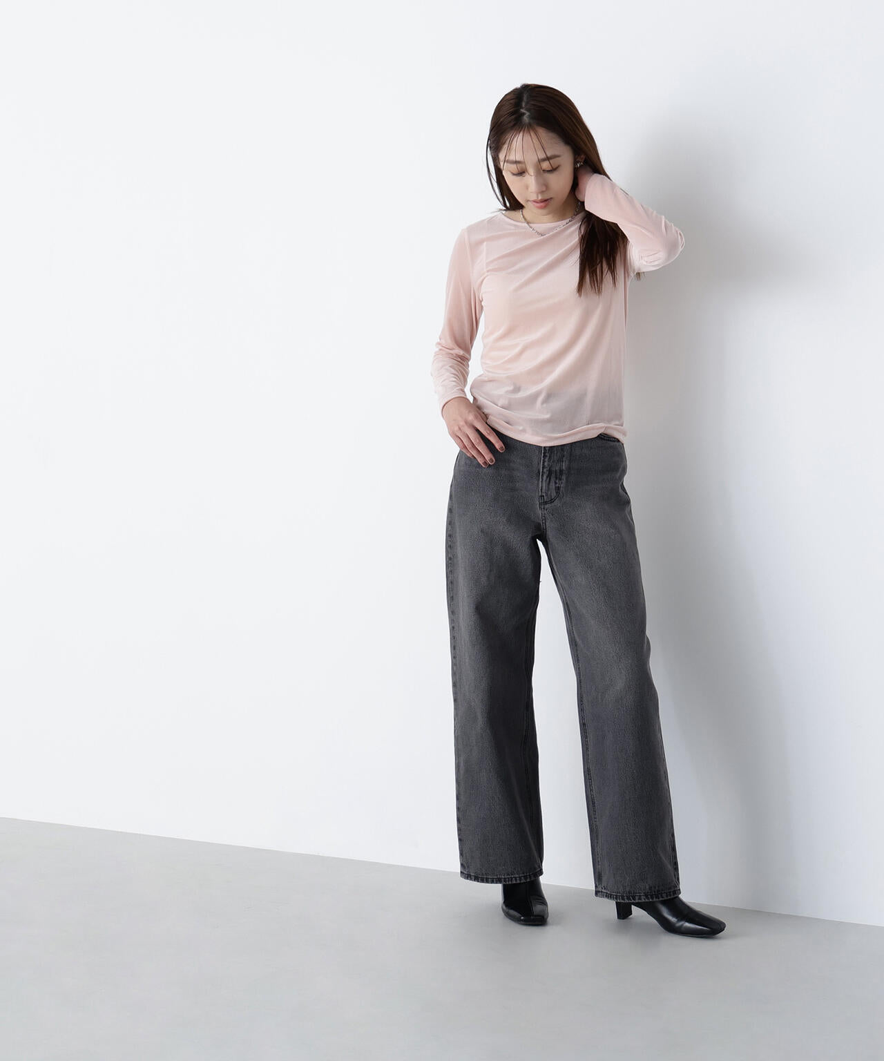 ベロアボートネックカットソー