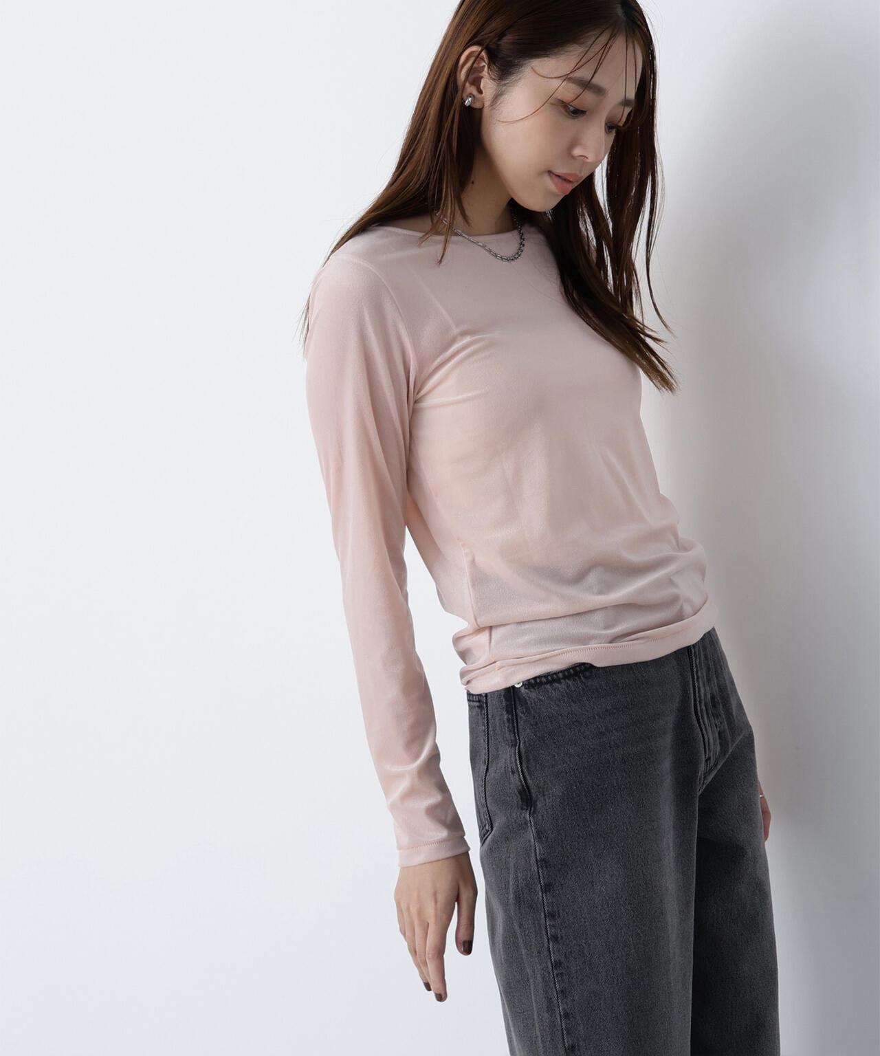 ベロアボートネックカットソー